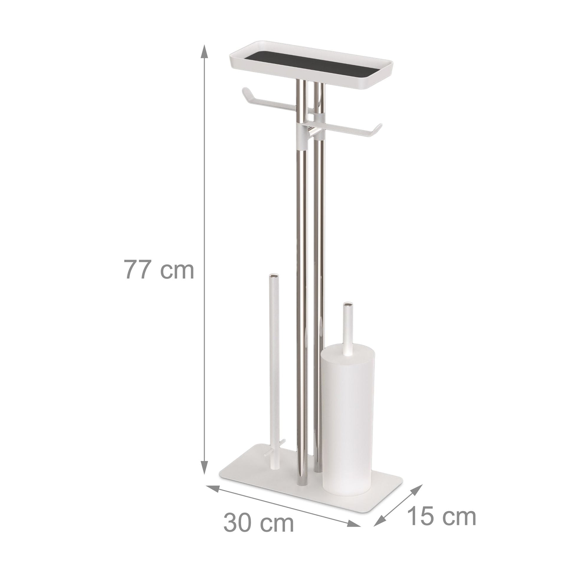 WC-Garnitur Edelstahl mit Ablage Weiss-Silber von Relaxdays