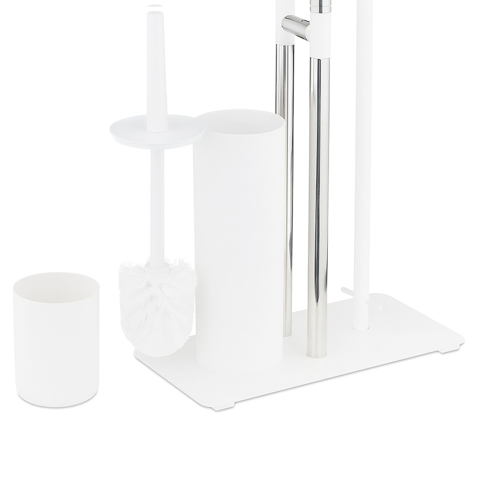 WC-Garnitur Edelstahl mit Ablage Weiss-Silber von Relaxdays