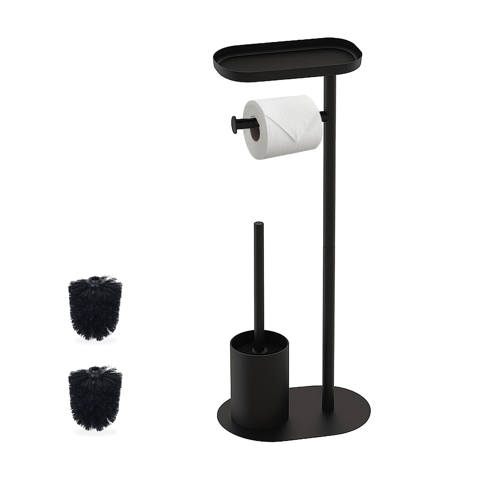 WC Garnitur mit Ablage Schwarz von Relaxdays