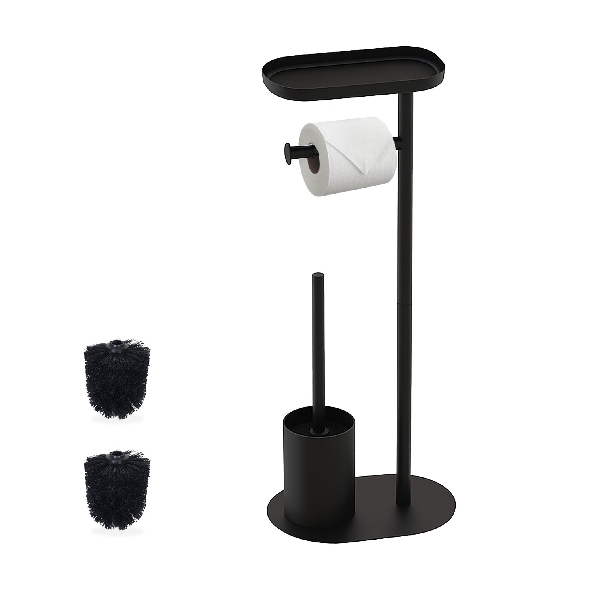 WC Garnitur mit Ablage Schwarz von Relaxdays