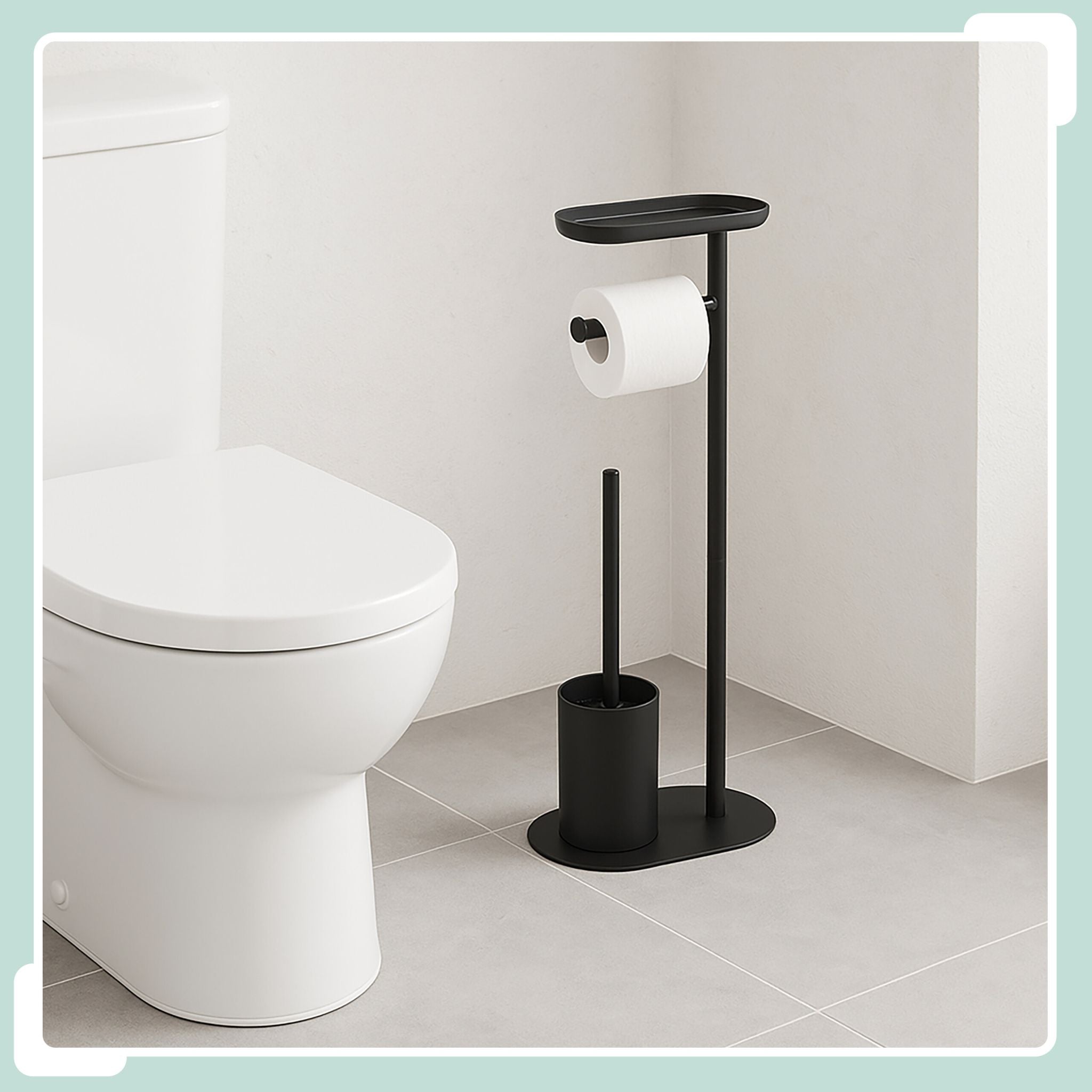 WC Garnitur mit Ablage Schwarz von Relaxdays