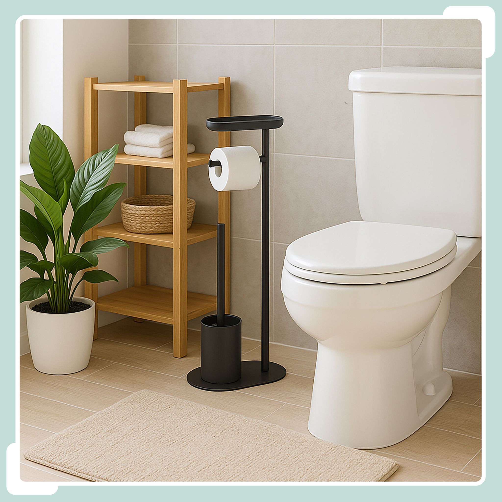 WC Garnitur mit Ablage Schwarz von Relaxdays