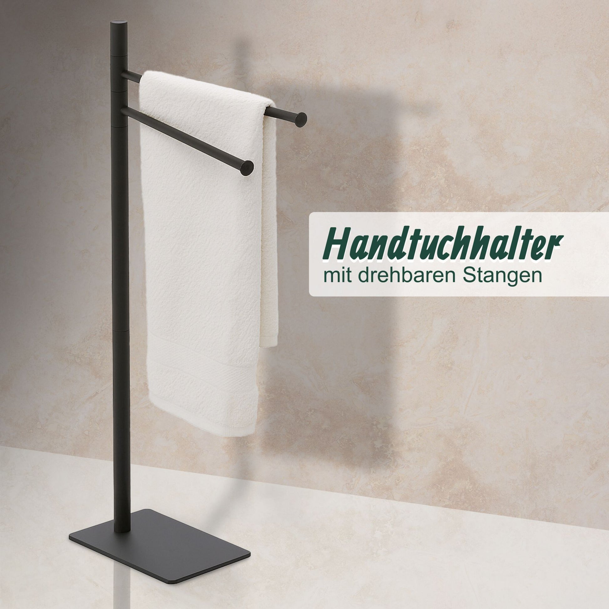 Handtuchständer Edelstahl 2-armig Schwarz von Relaxdays