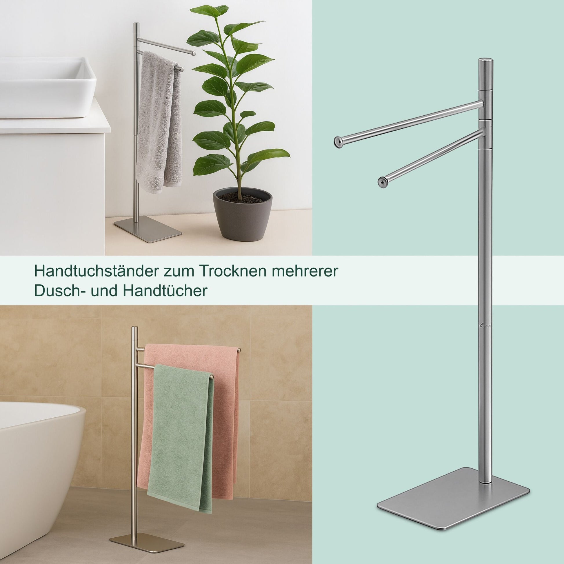 Handtuchständer Edelstahl 2-armig Schwarz von Relaxdays