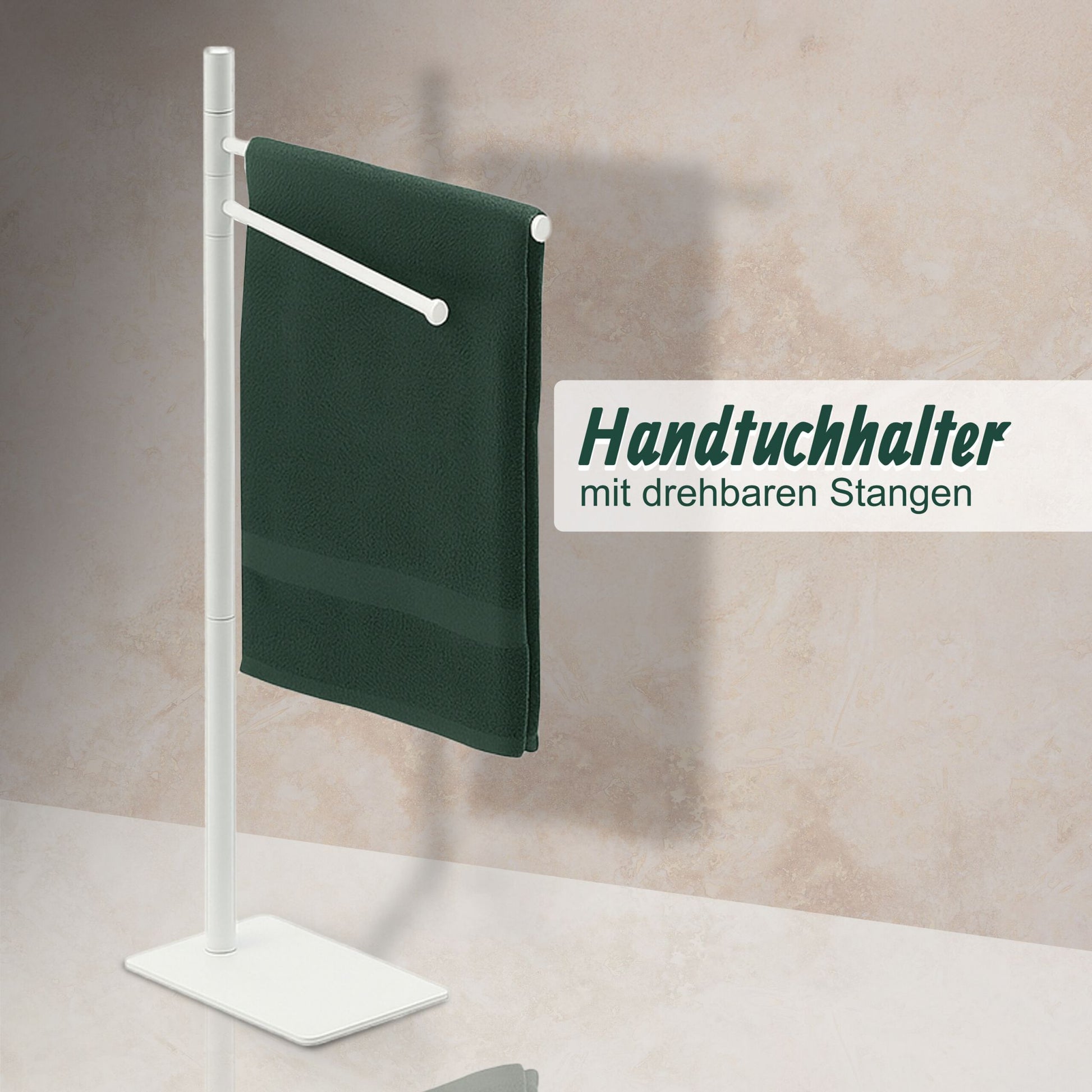 Handtuchständer Edelstahl 2-armig Weiss von Relaxdays