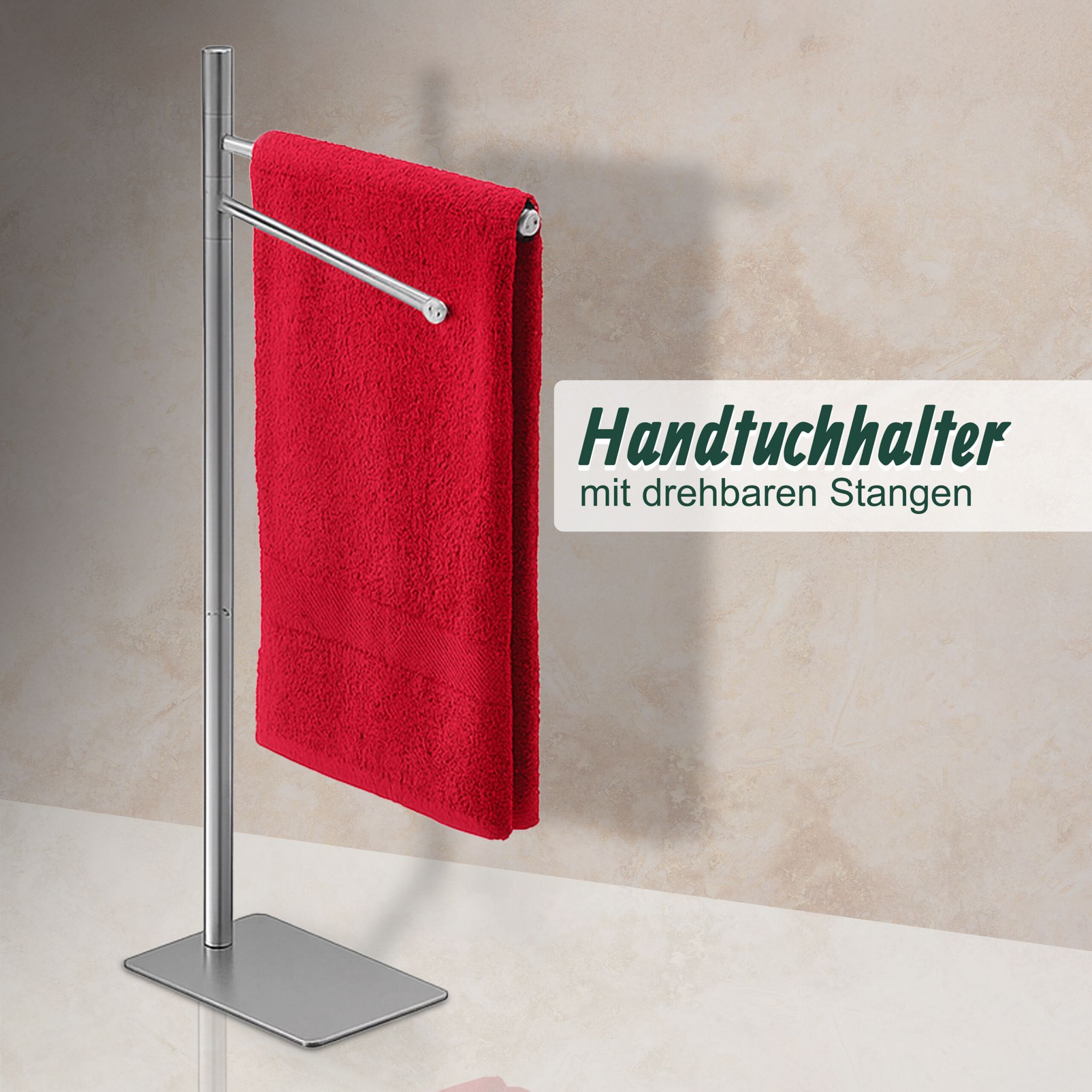 Handtuchständer Edelstahl 2-armig Silber von Relaxdays