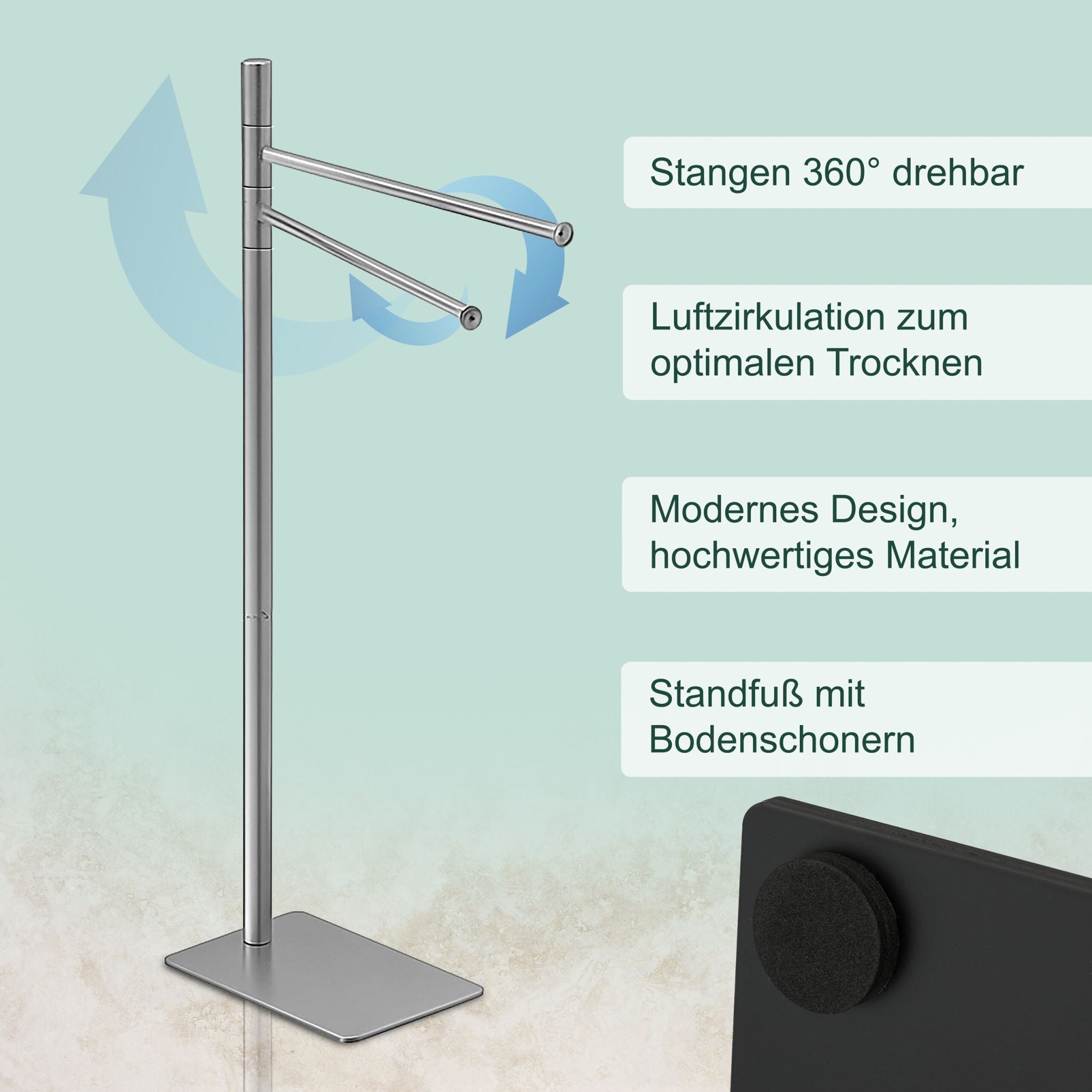 Handtuchständer Edelstahl 2-armig Silber von Relaxdays