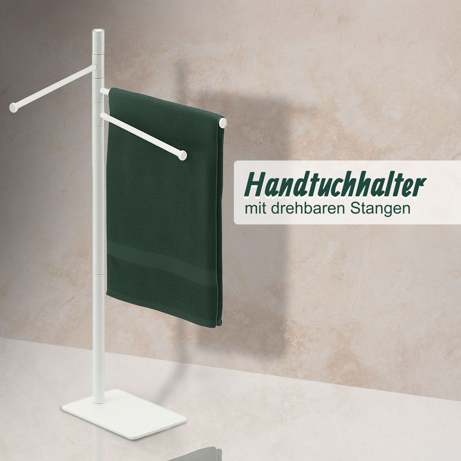 Handtuchständer mit 3 Stangen Weiss von Relaxdays