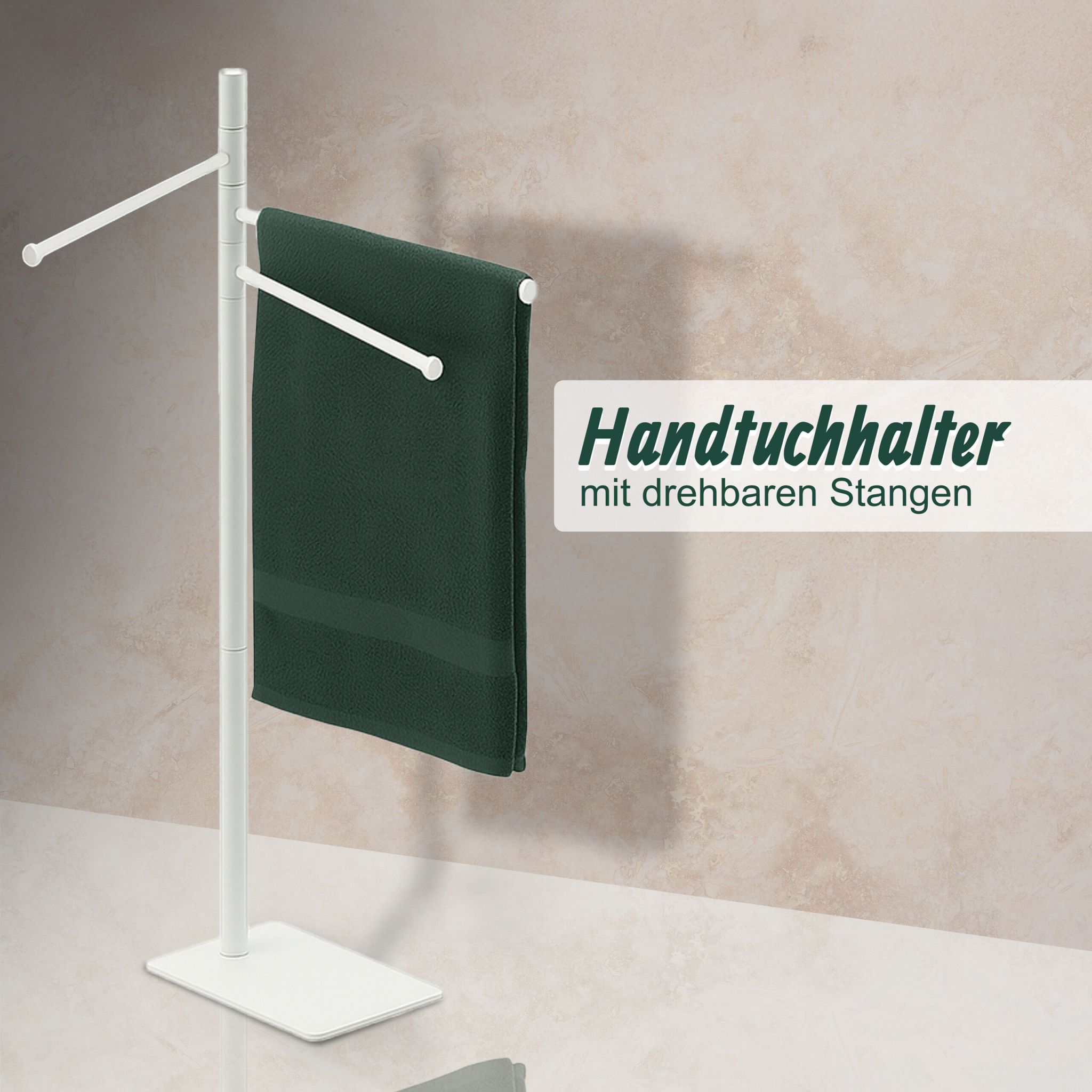 Handtuchständer mit 3 Stangen Weiss von Relaxdays