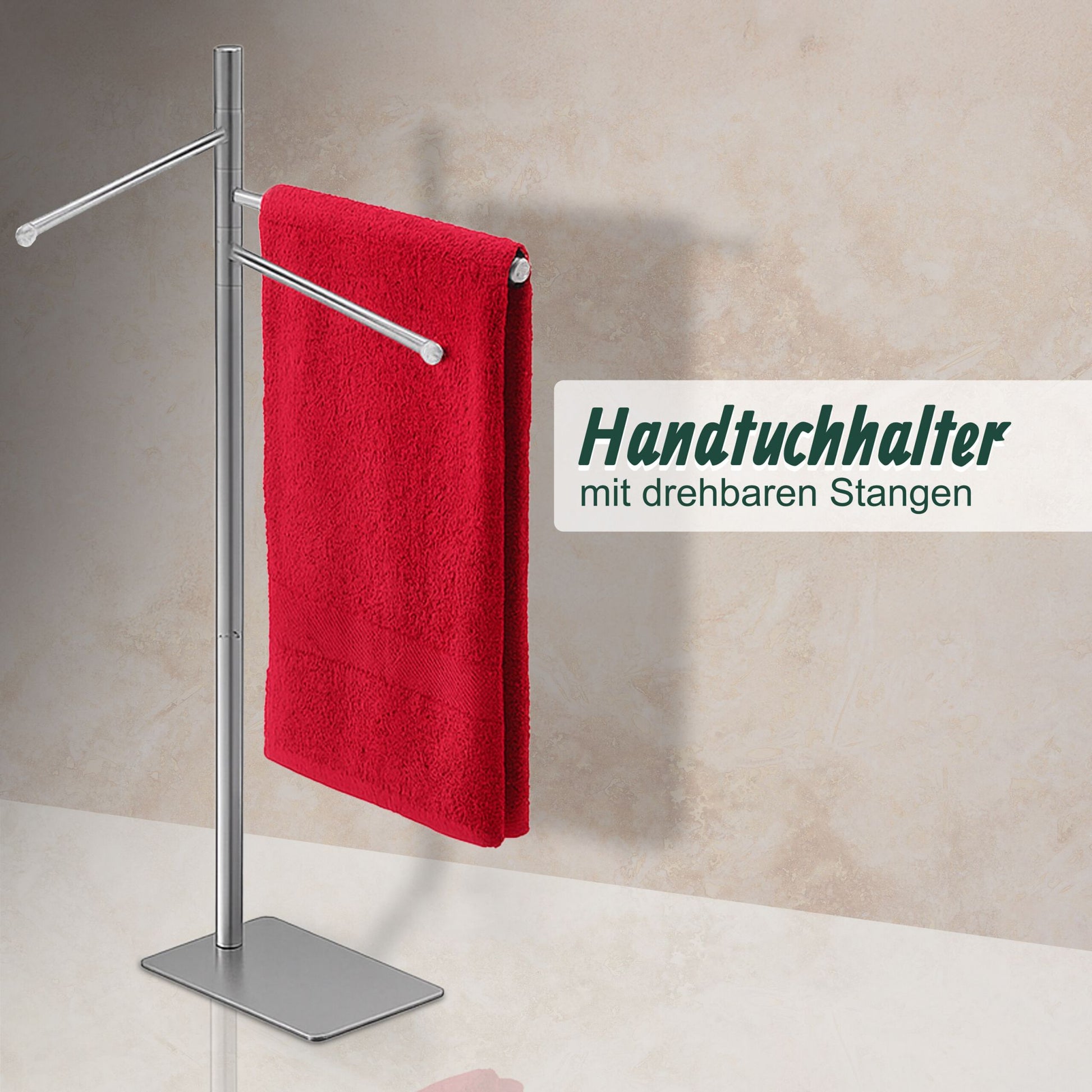 Handtuchständer mit 3 Stangen Silber von Relaxdays