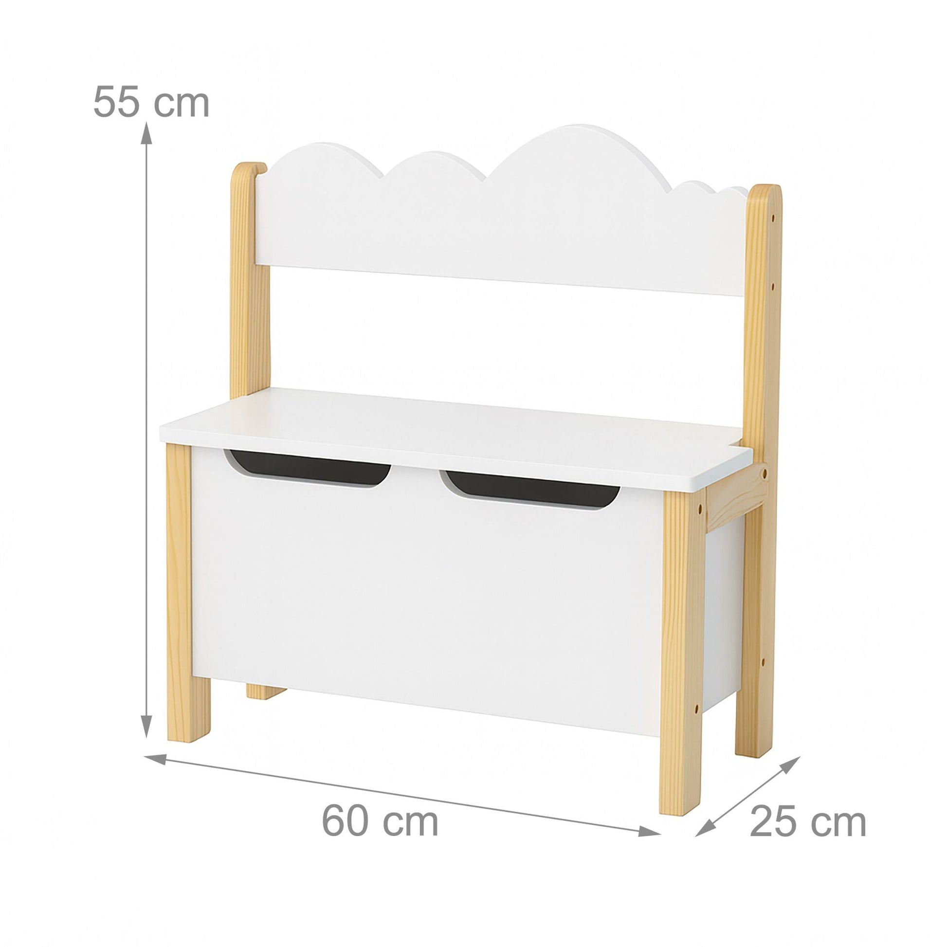 Kinderbank mit Stauraum Weiss-Hellbraun von Relaxdays