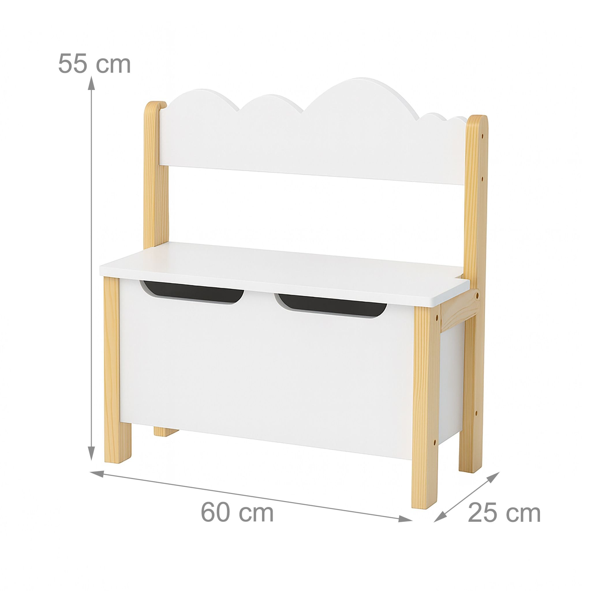 Kinderbank mit Stauraum Weiss-Hellbraun von Relaxdays