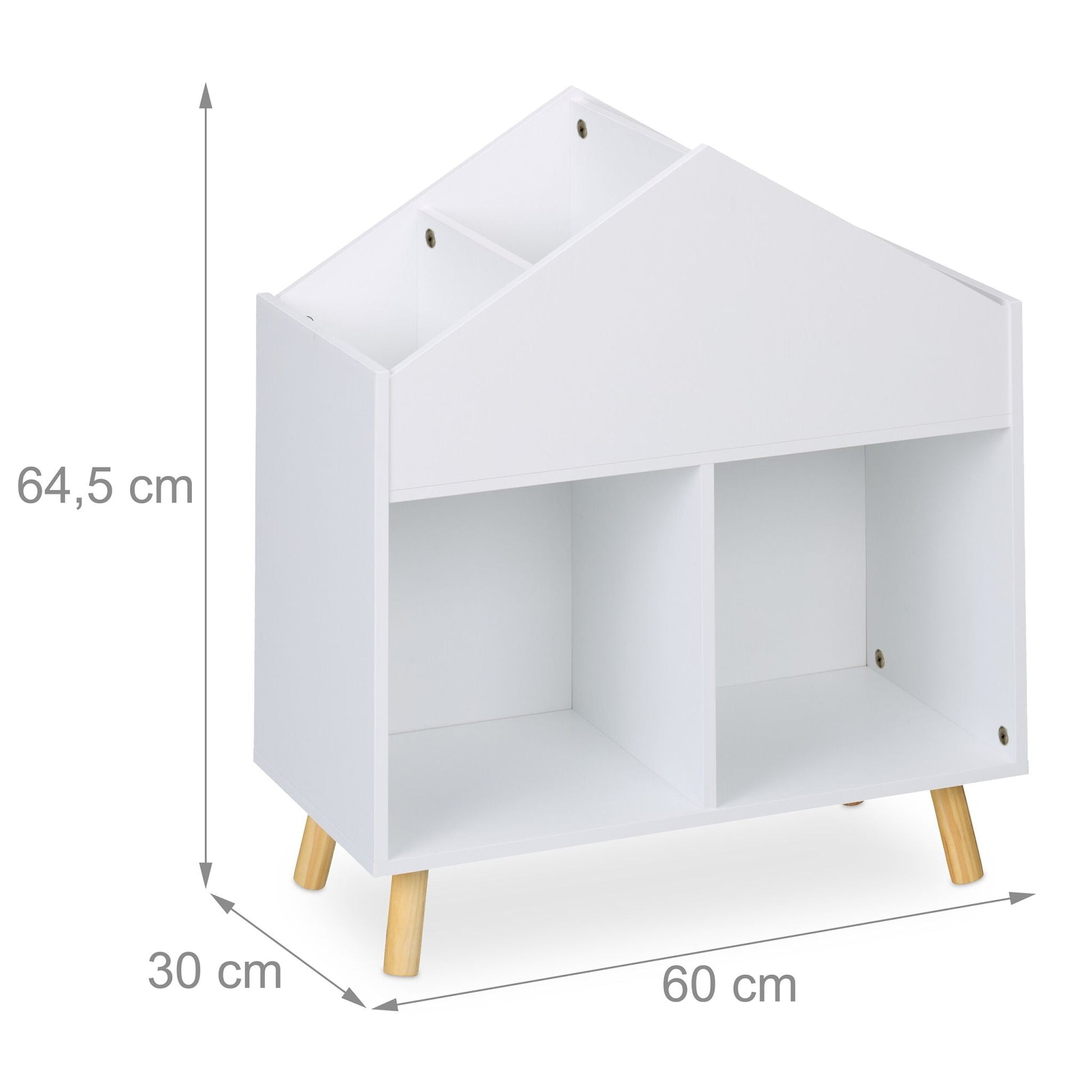 Kinderregal Hausform Weiss-Hellbraun von Relaxdays