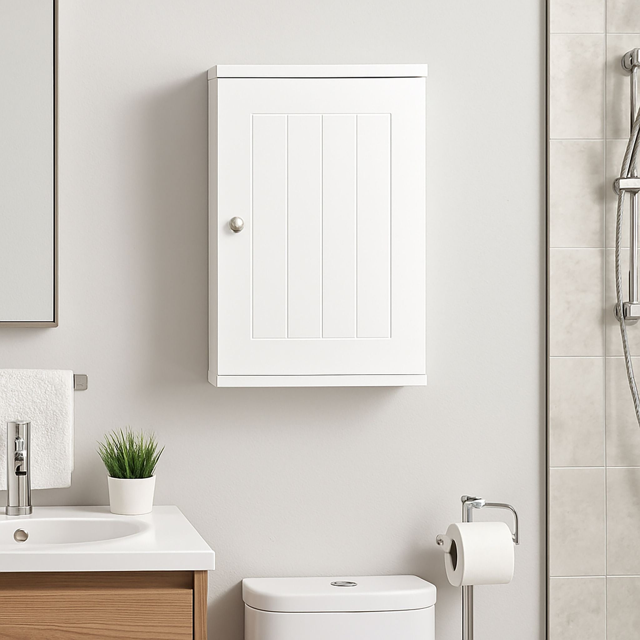 Weisser Hängeschrank Bad Weiss-Silber von Relaxdays