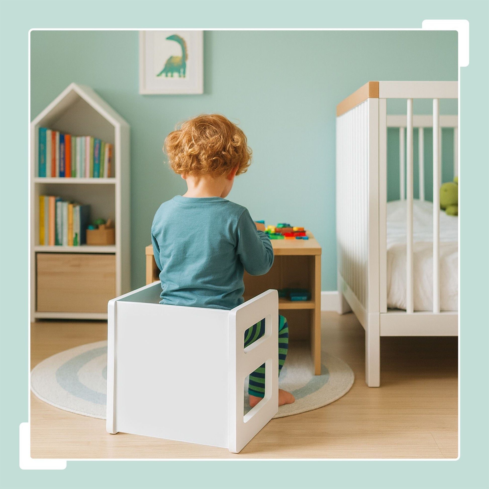Wendbarer Sitzhocker für Kinder 2er-Set Weiss von Relaxdays