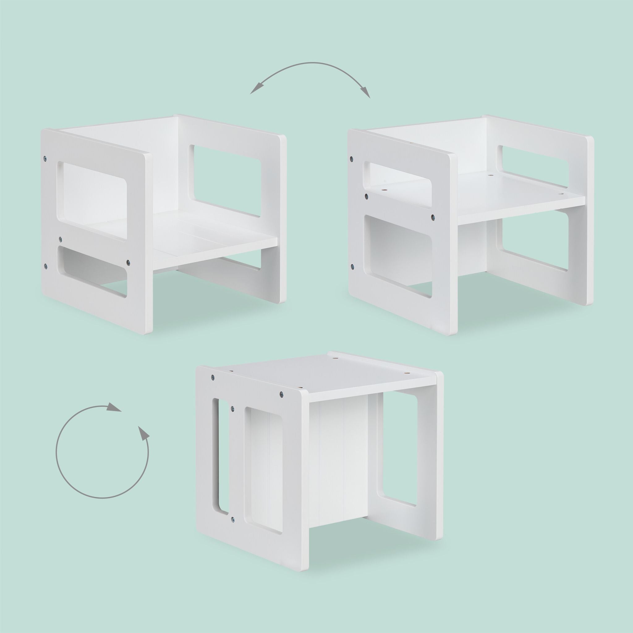 Wendbarer Sitzhocker für Kinder 2er-Set Weiss von Relaxdays