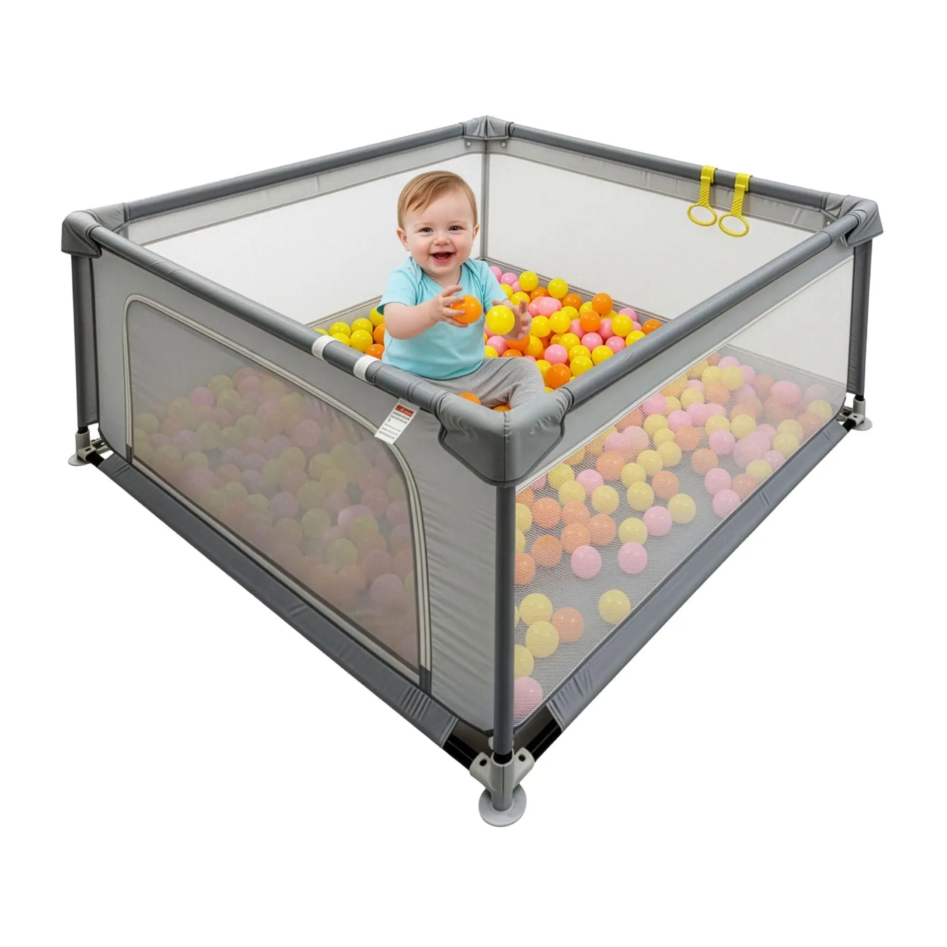 Laufstall Baby mit 50 Bällen Grau von Relaxdays