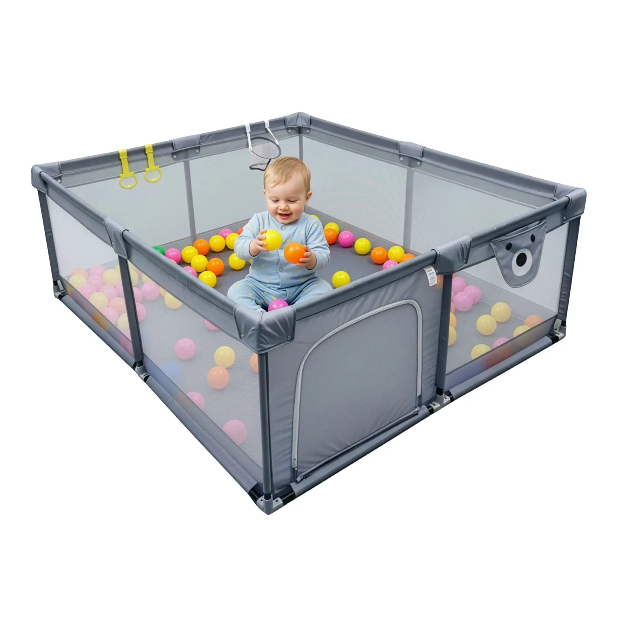 Laufstall Baby mit 50 Bällen Grau von Relaxdays