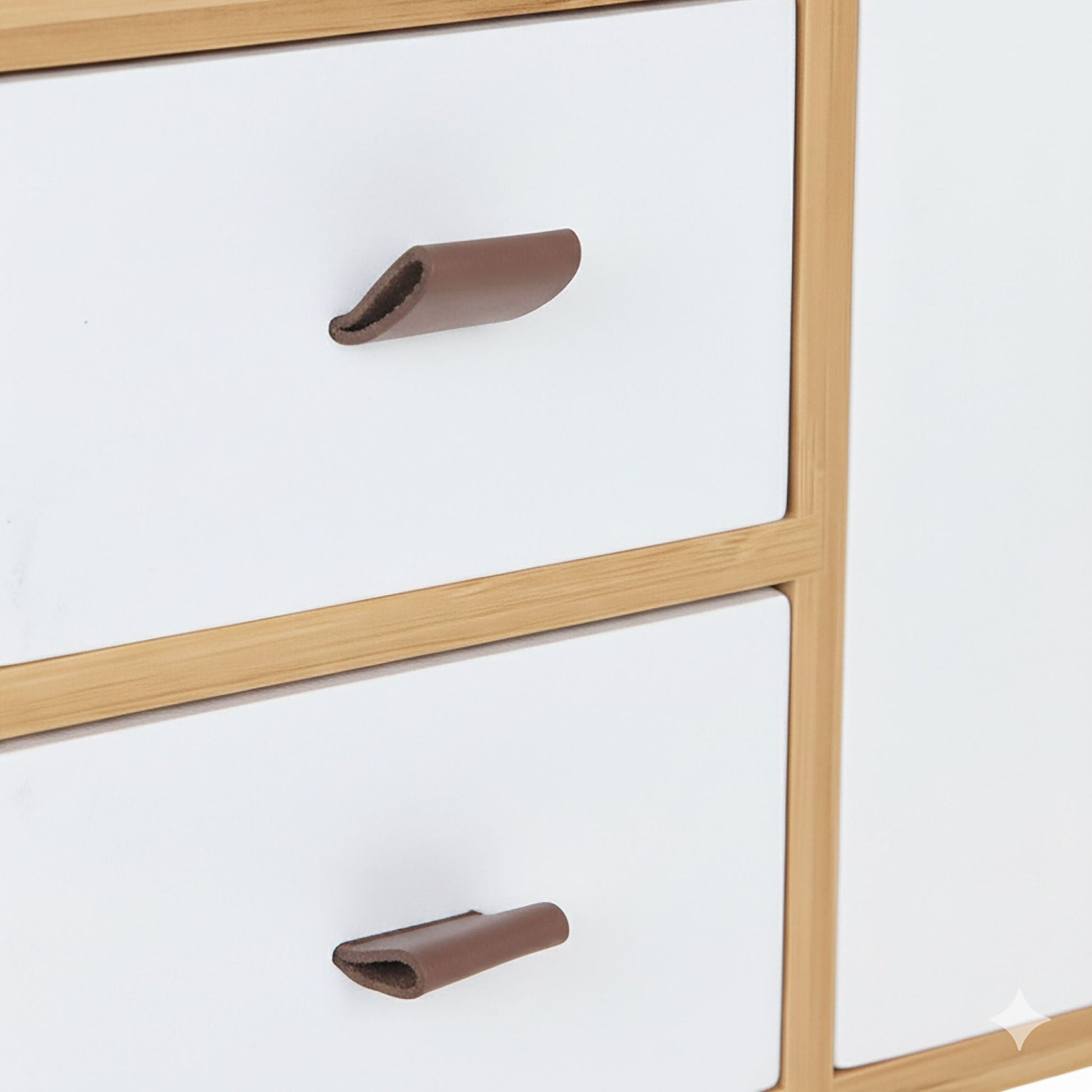 Schubladenbox Bambus mit Schlaufen Weiss-Braun-Hellbraun von Relaxdays