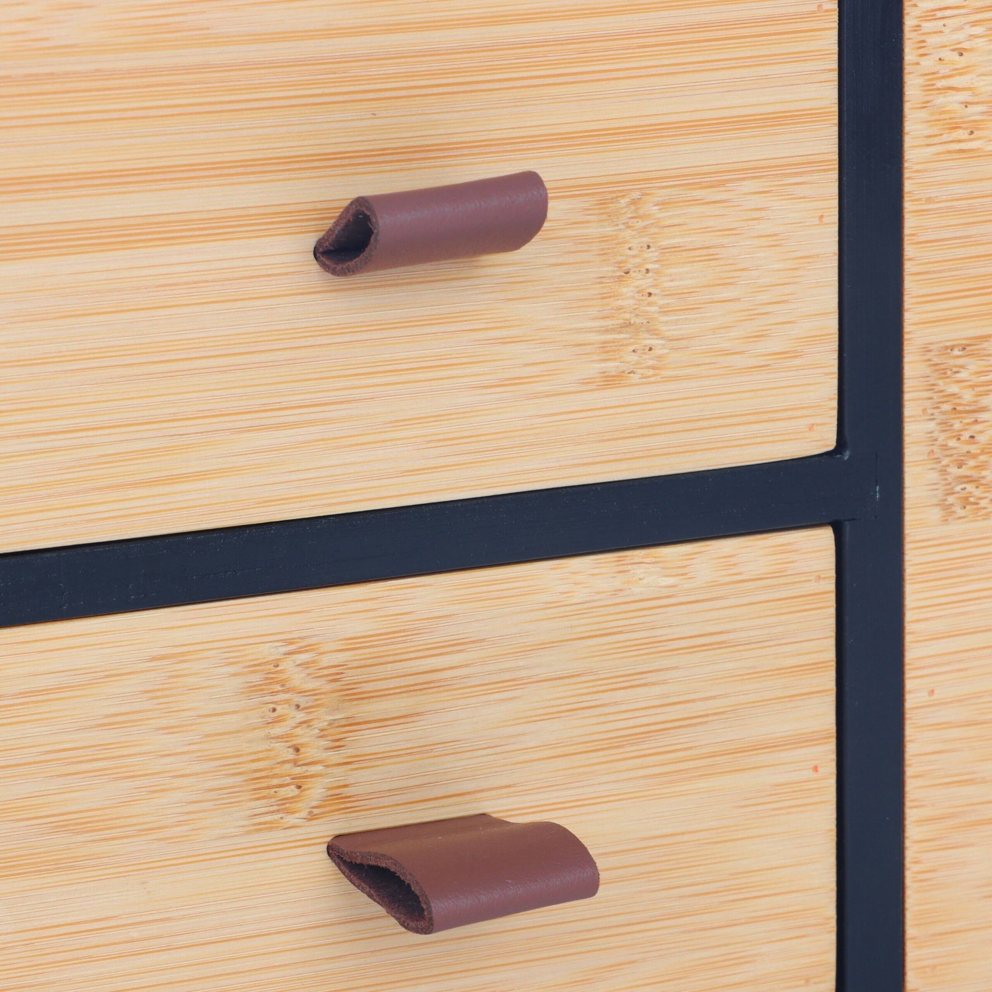 Schubladenbox Bambus mit Schlaufen Braun-Hellbraun-Schwarz von Relaxdays