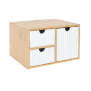 Schubladenbox Bambus geriffelt Weiss-Hellbraun von Relaxdays