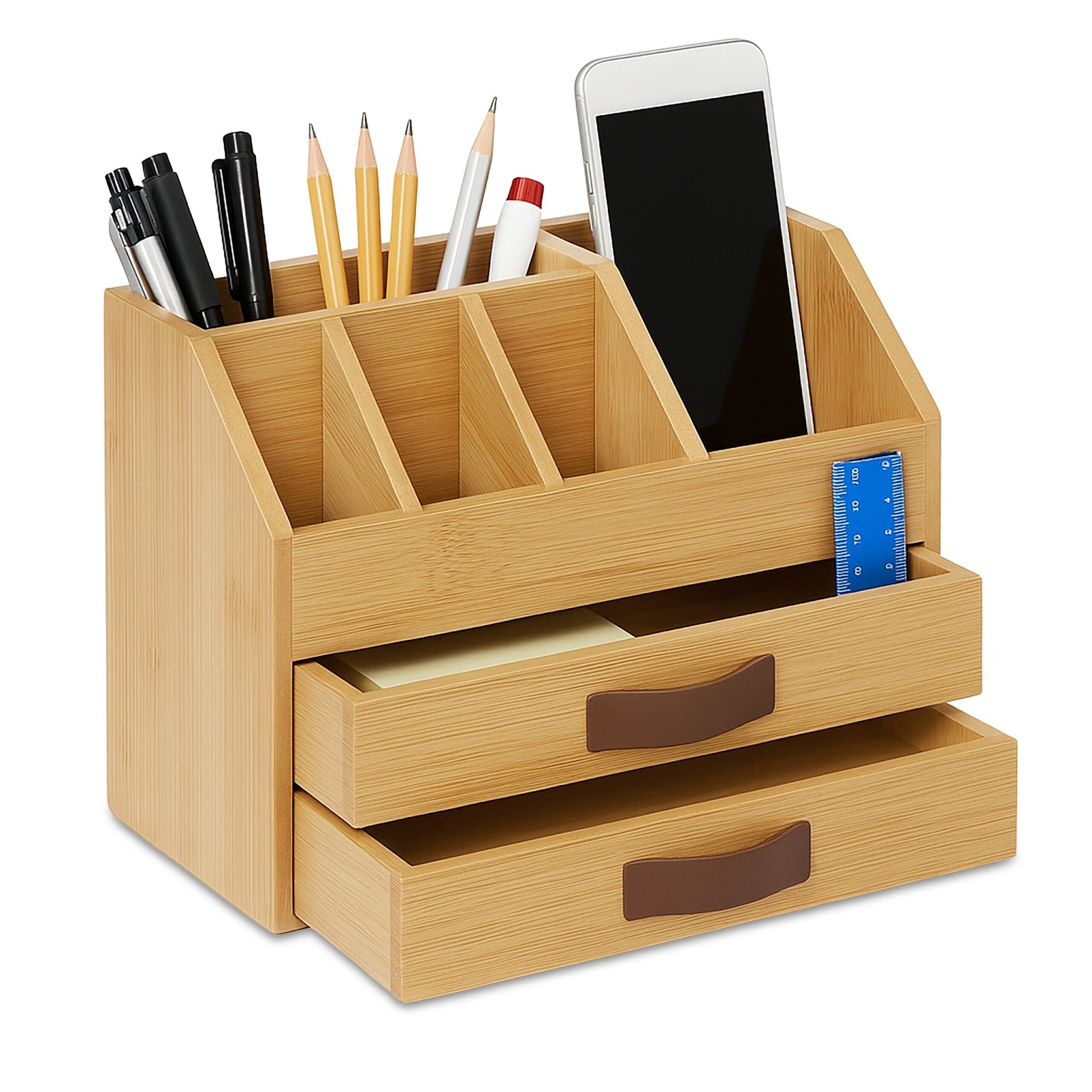 Schreibtisch Organizer Bambus Braun-Hellbraun von Relaxdays
