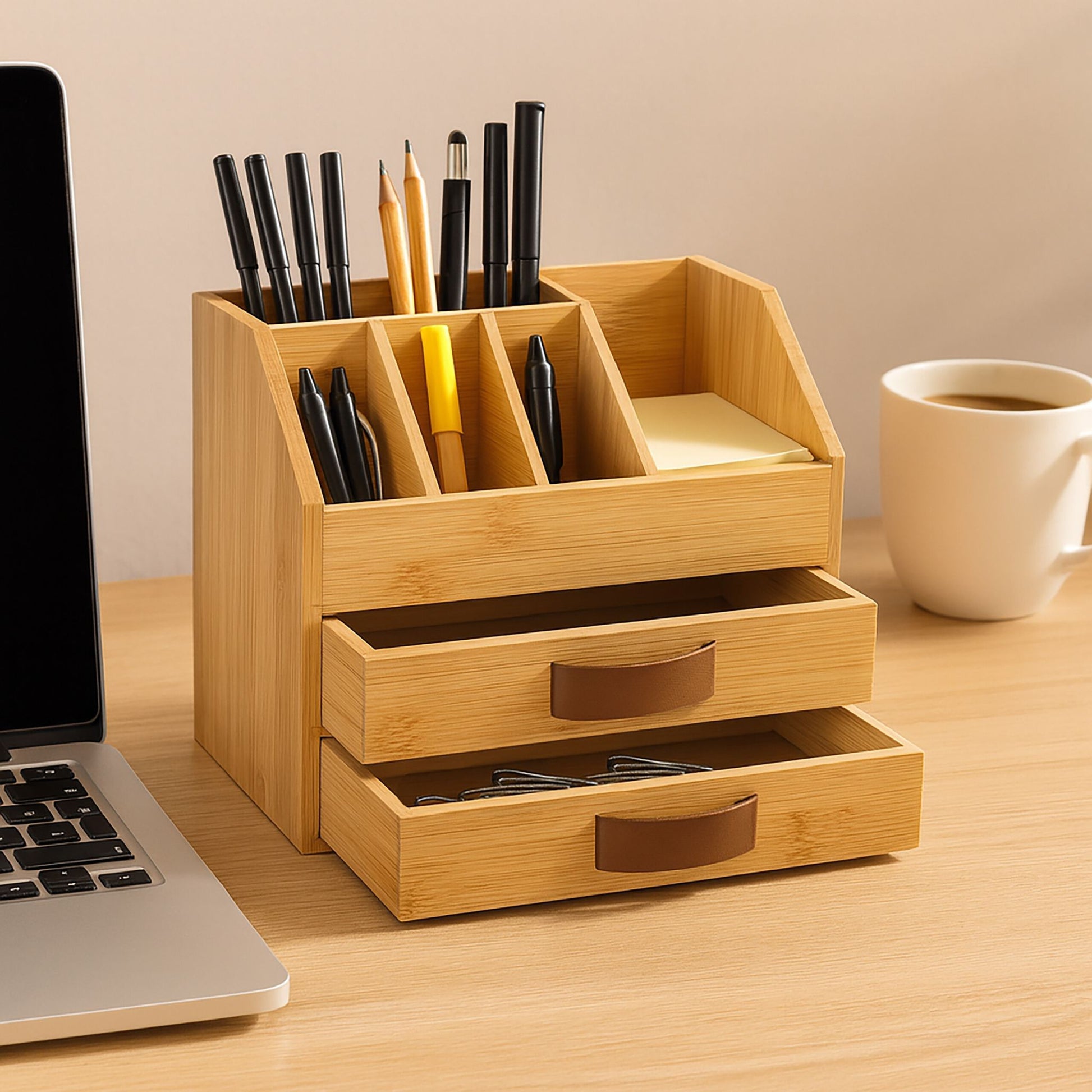 Schreibtisch Organizer Bambus Braun-Hellbraun von Relaxdays
