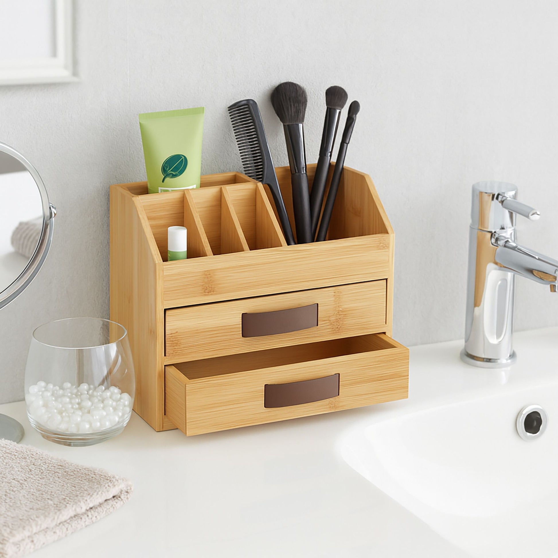 Schreibtisch Organizer Bambus Braun-Hellbraun von Relaxdays