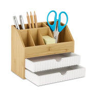 Schreibtisch Organizer Bambus Weiss-Hellbraun von Relaxdays
