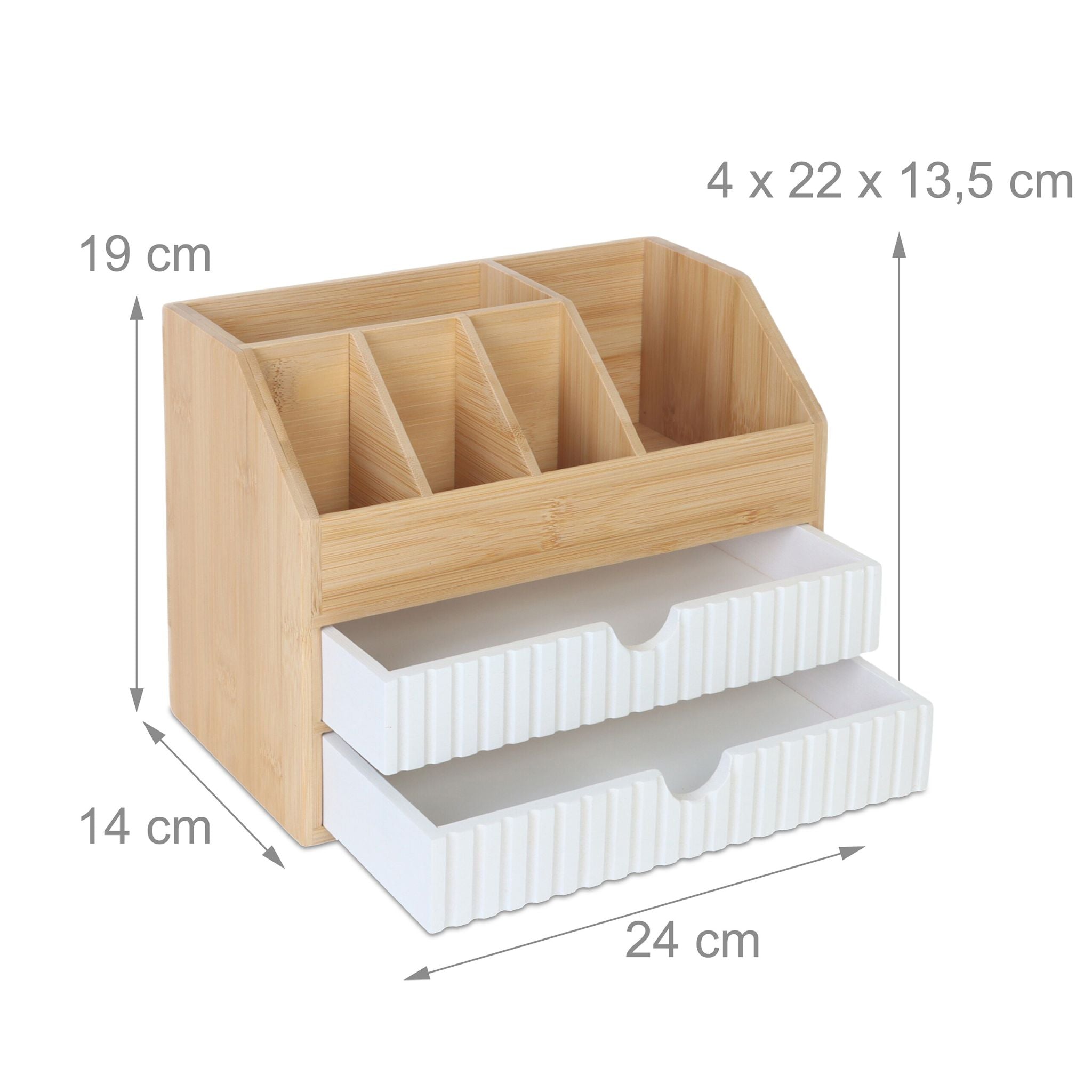 Schreibtisch Organizer Bambus Weiss-Hellbraun von Relaxdays