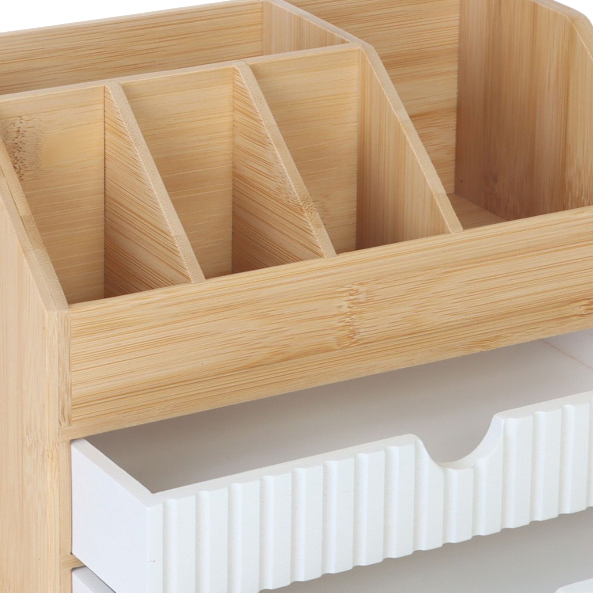 Schreibtisch Organizer Bambus Weiss-Hellbraun von Relaxdays
