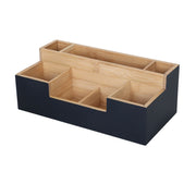 Schreibtisch Organizer Bambus 7 Fächer Hellbraun-Schwarz von Relaxdays