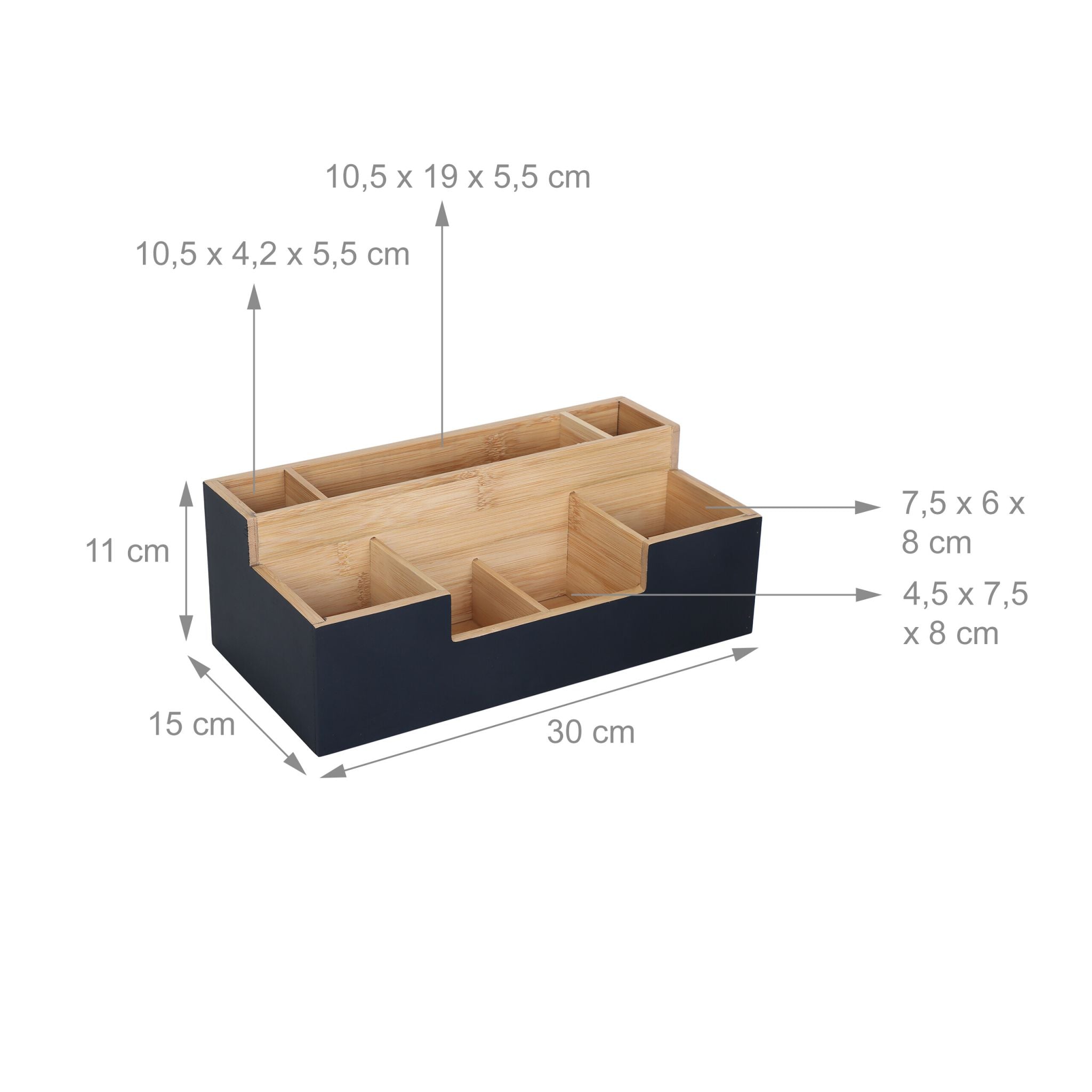 Schreibtisch Organizer Bambus 7 Fächer Hellbraun-Schwarz von Relaxdays