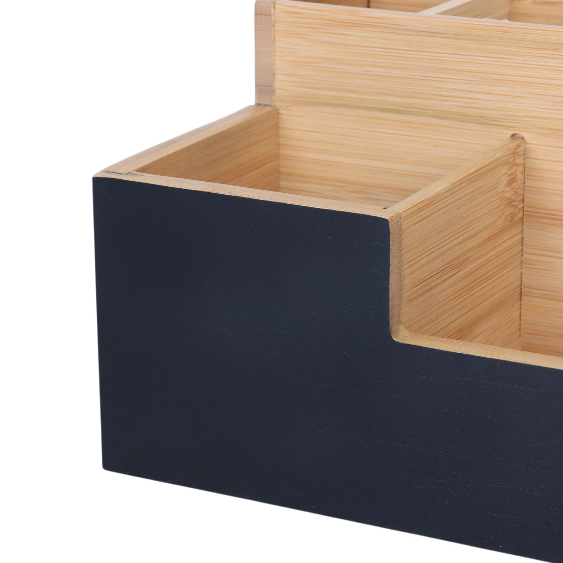 Schreibtisch Organizer Bambus 7 Fächer Hellbraun-Schwarz von Relaxdays