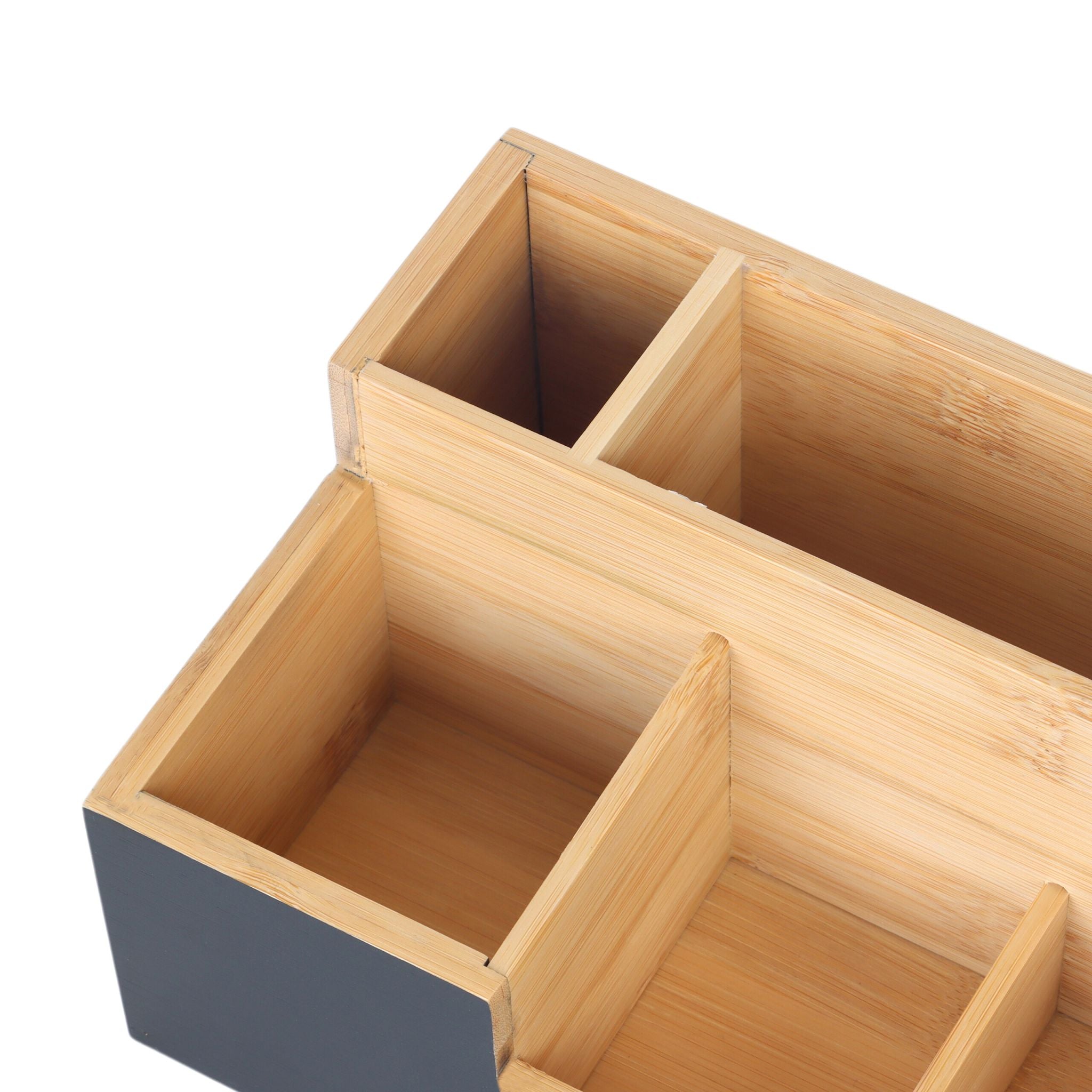 Schreibtisch Organizer Bambus 7 Fächer Hellbraun-Schwarz von Relaxdays
