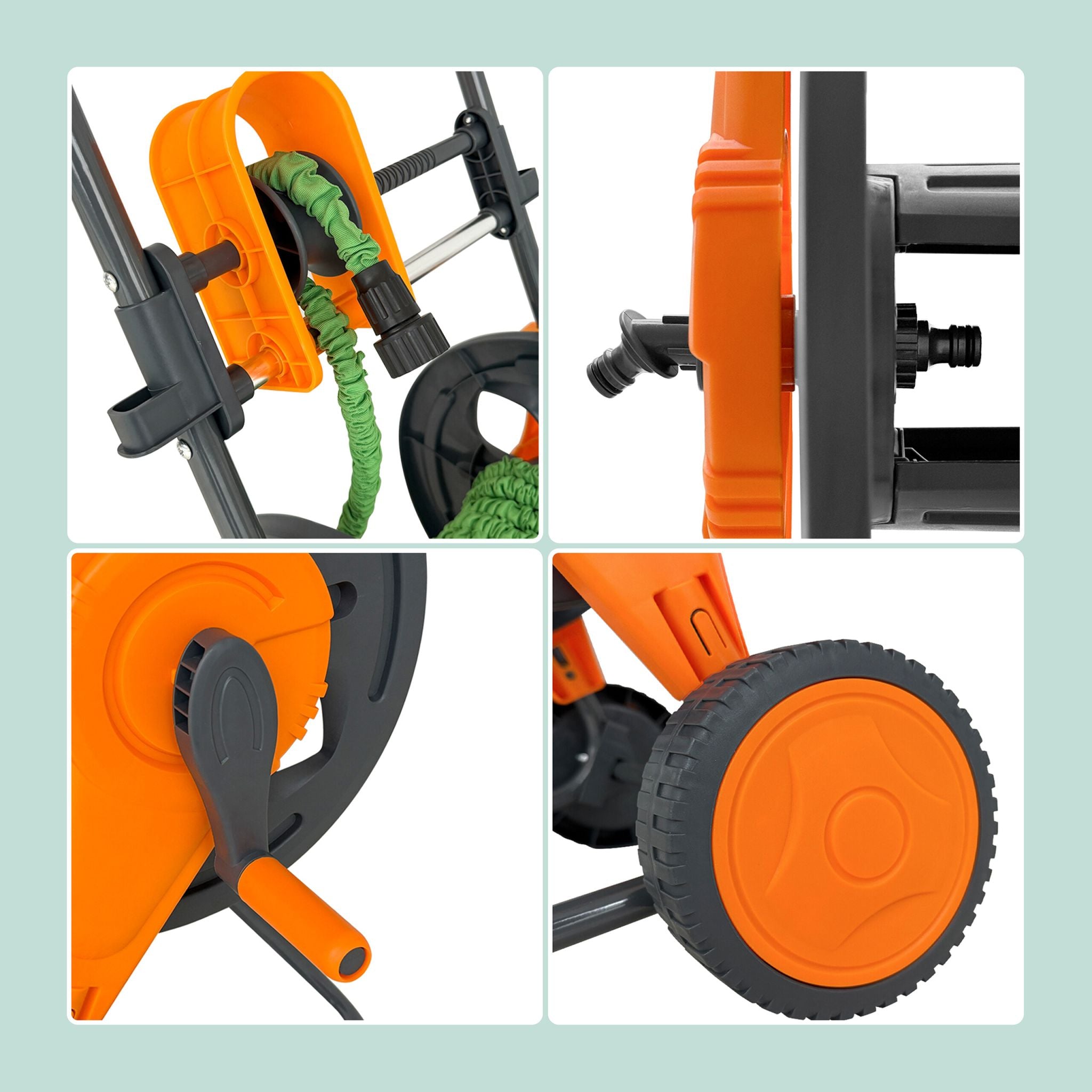Schlauchwagen für 60 m Orange-Grau von Relaxdays