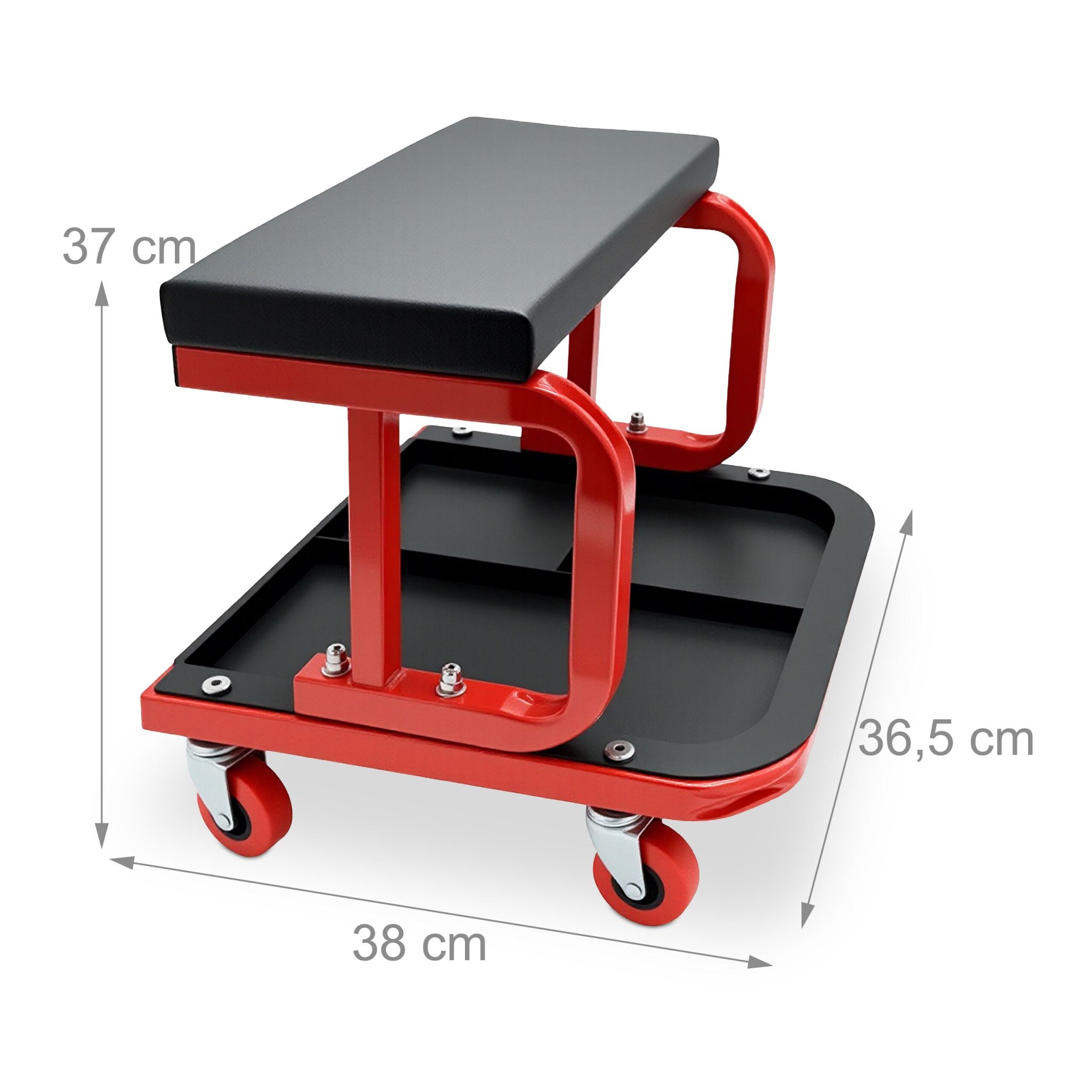 Werkstatthocker bis 100 kg Rot-Schwarz von Relaxdays