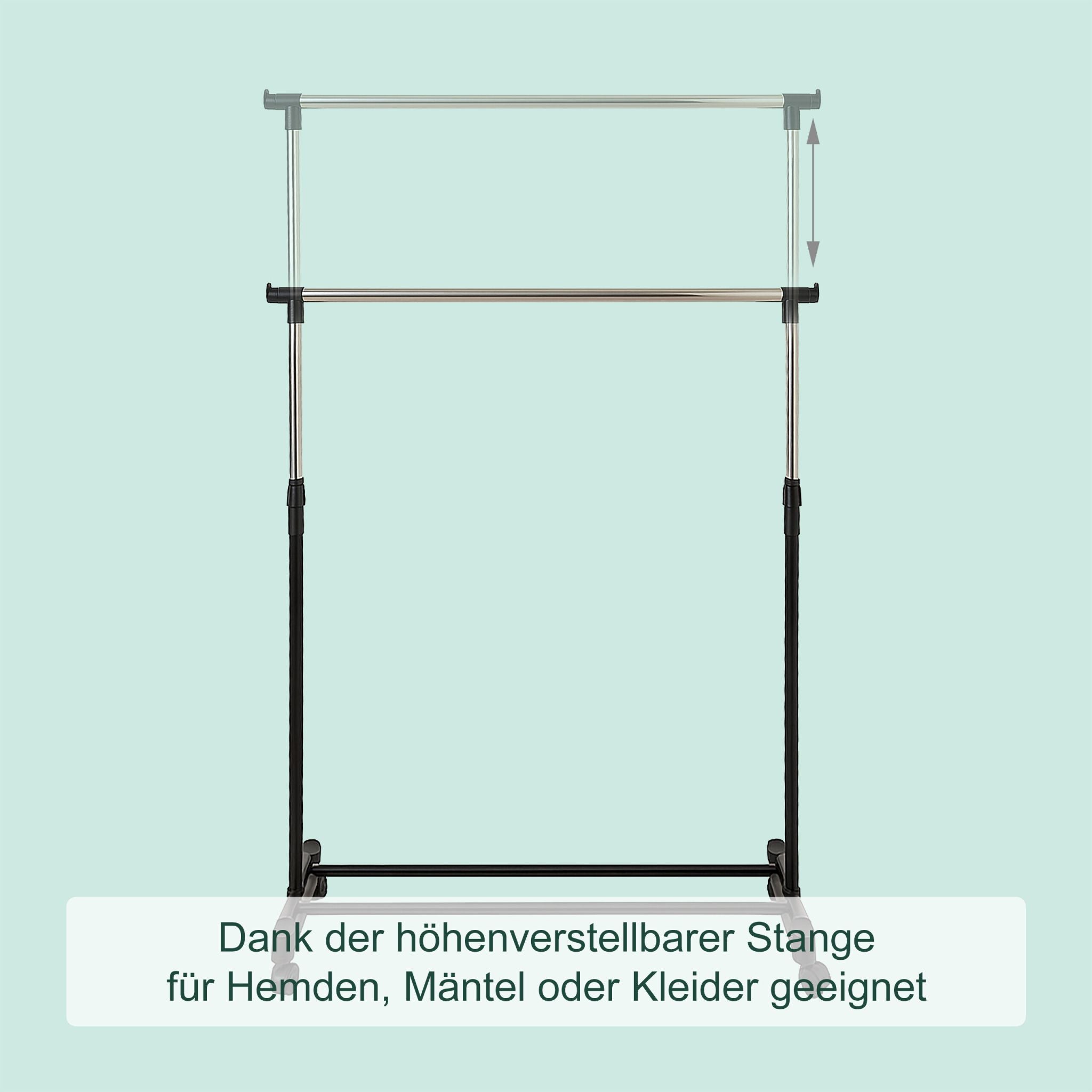Kleiderständer höhenverstellbar Schwarz-Silber von Relaxdays