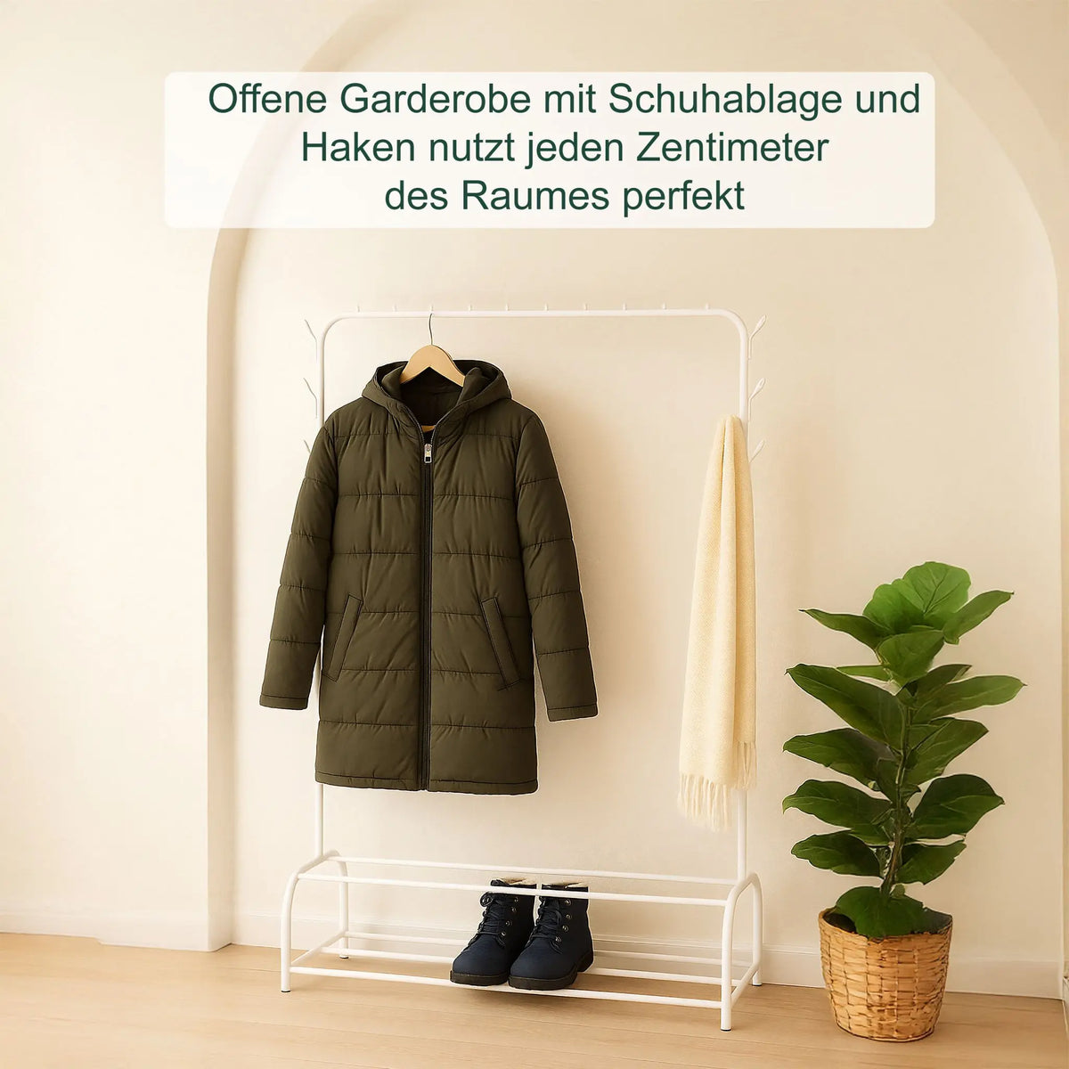 Kleiderständer mit 2 Ablagen Weiss von Relaxdays