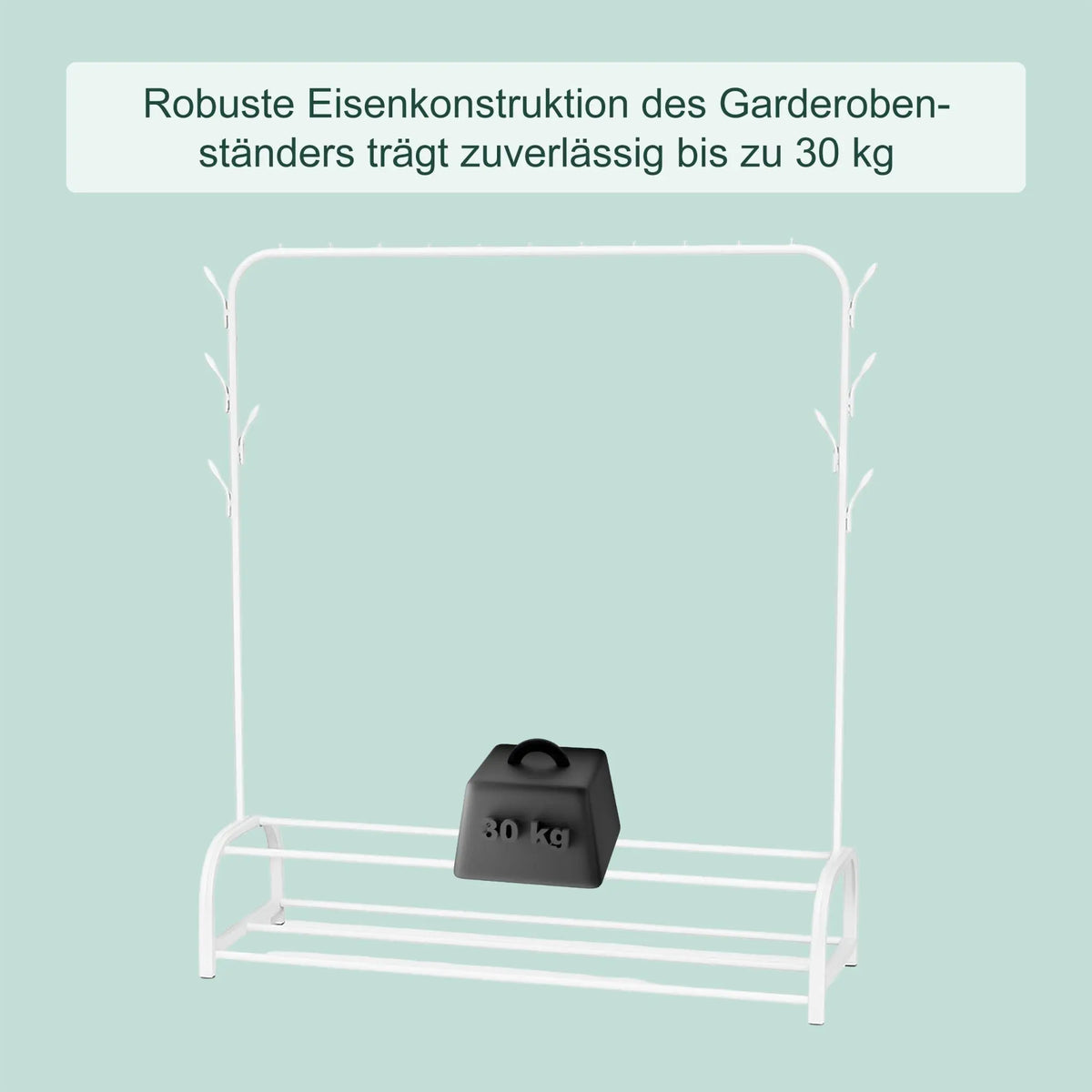 Kleiderständer mit 2 Ablagen Weiss von Relaxdays