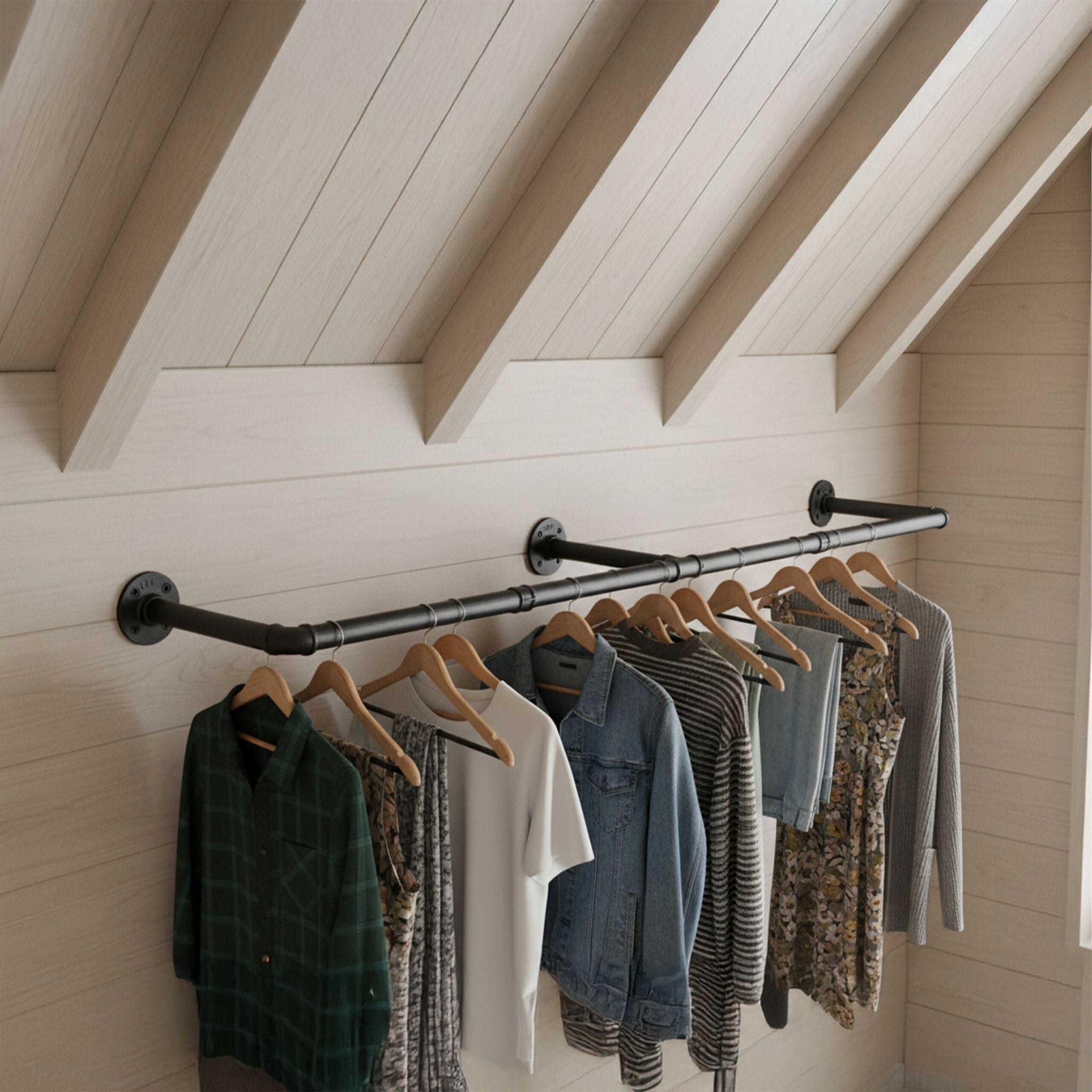 Industrial Kleiderstange Wandmontage Schwarz von Relaxdays