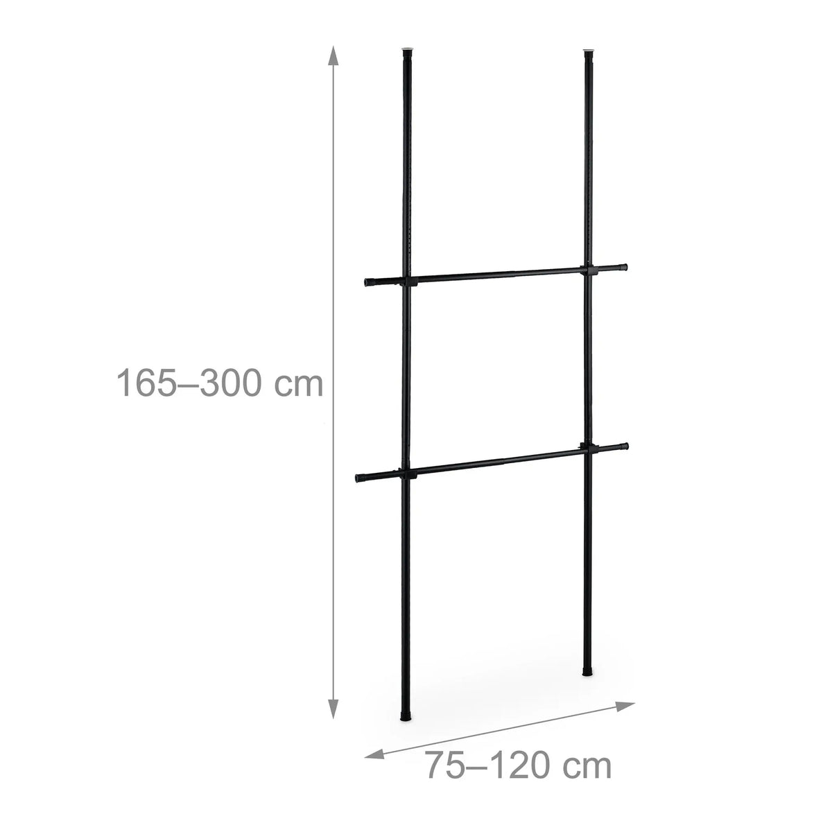 Garderobensystem Teleskop 165–300cm Schwarz von Relaxdays