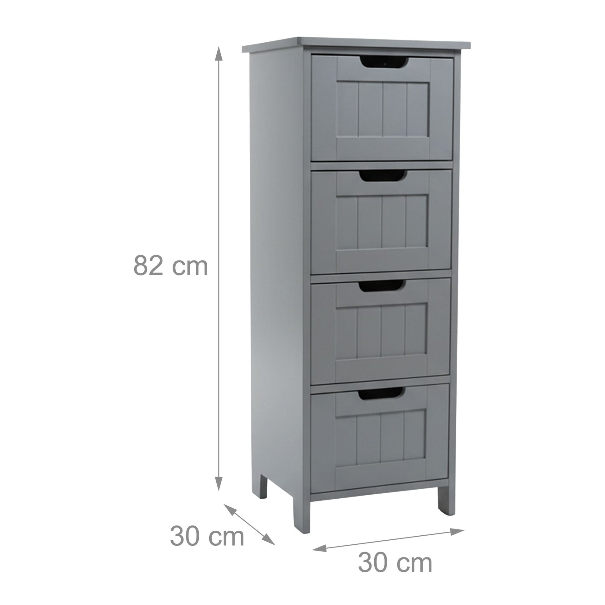 Badezimmerschrank mit 4 Schubladen Grau von Relaxdays