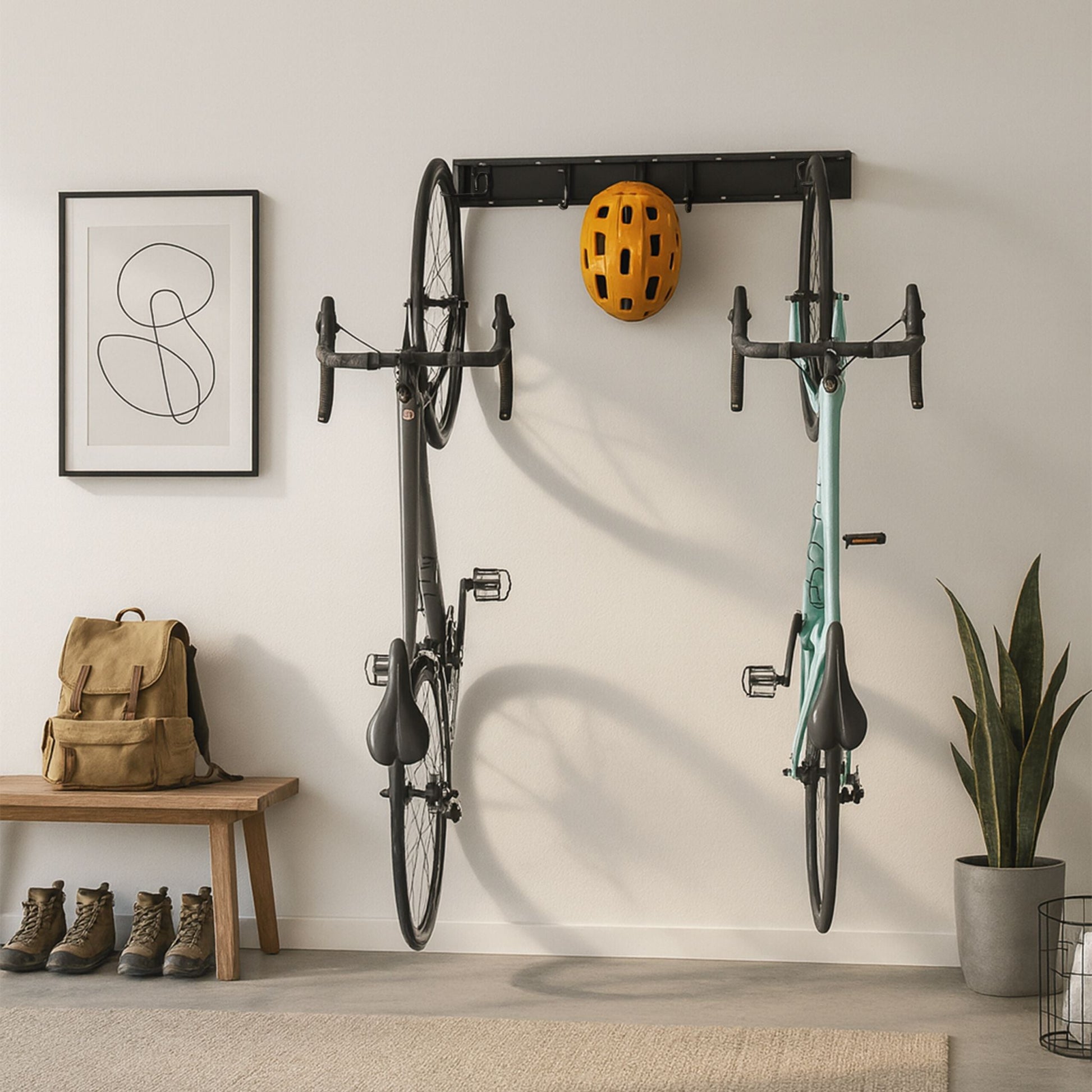 Fahrrad Wandhalterung mit Schiene Schwarz von Relaxdays
