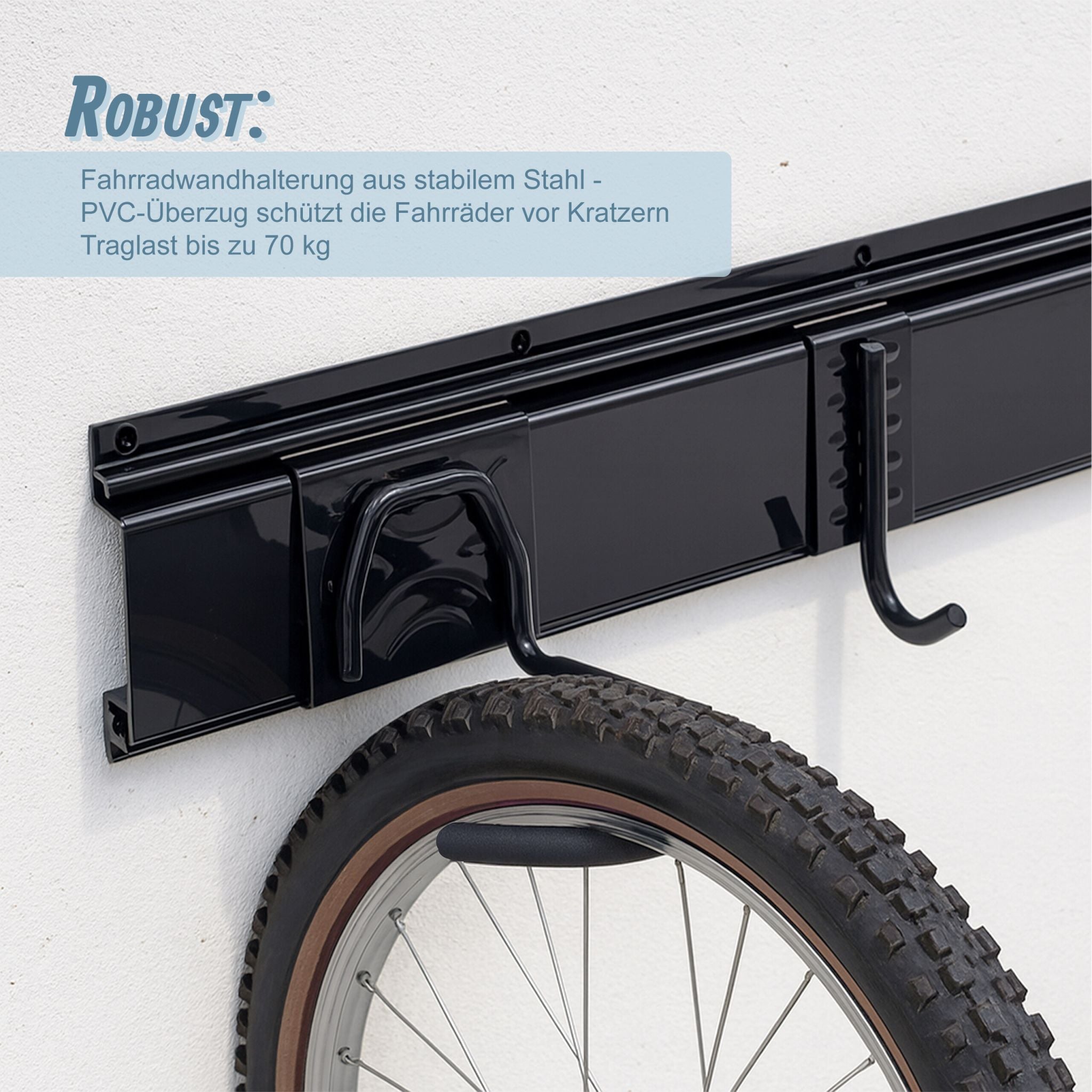 Fahrrad Wandhalterung mit Schiene Schwarz von Relaxdays