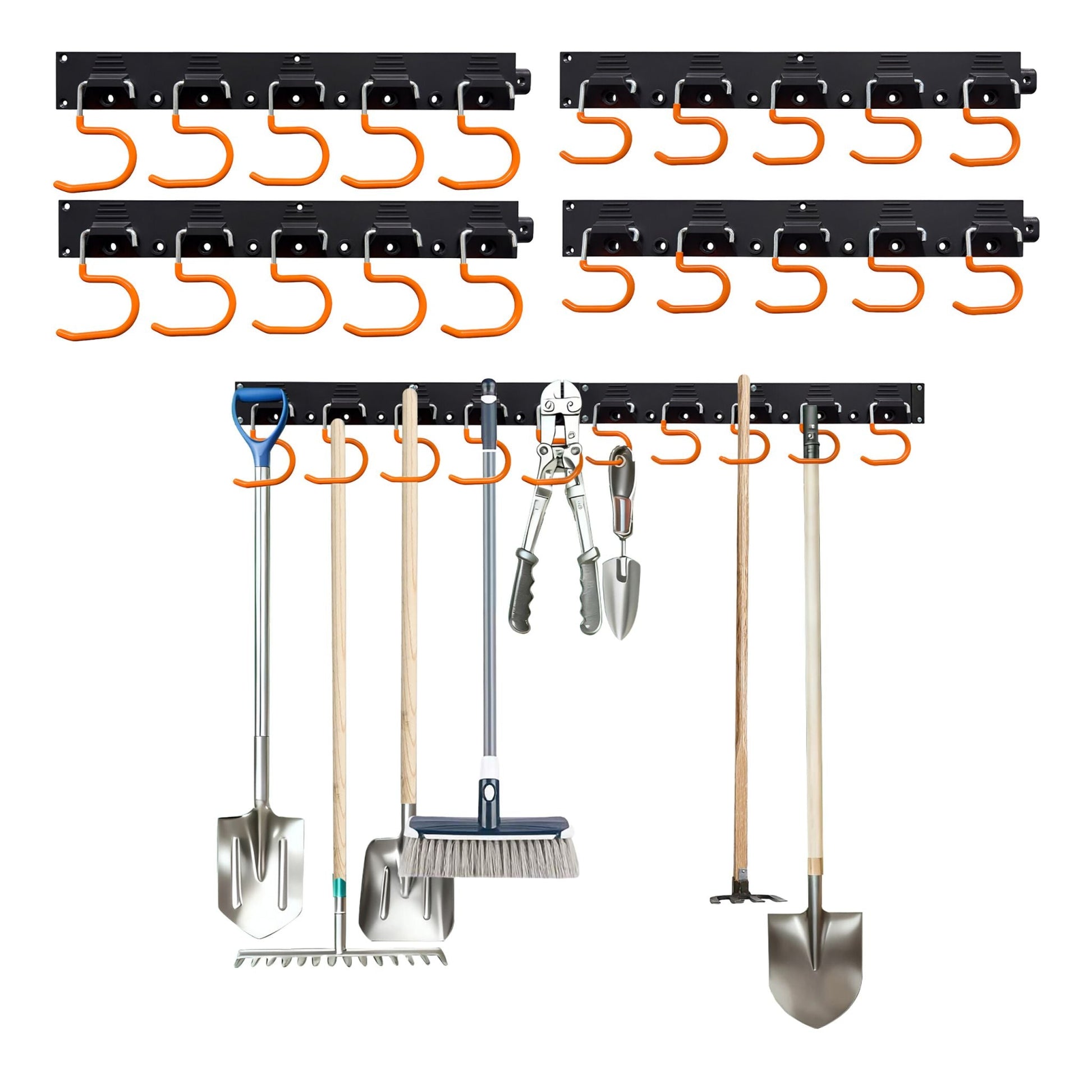 Gartengerätehalter Wand Orange-Schwarz-Silber von Relaxdays