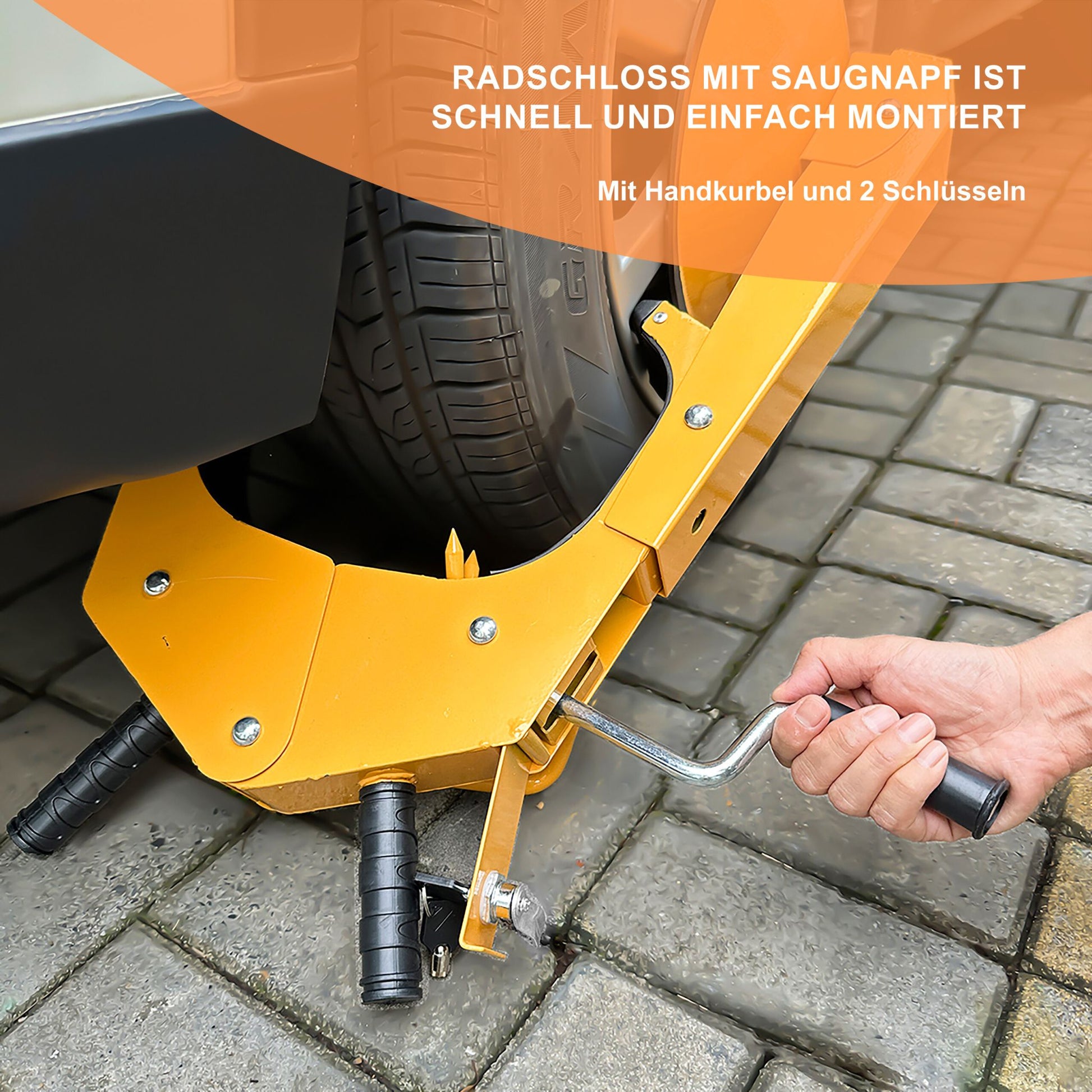 Radkralle zur Diebstahlsicherung 15 Zoll Gelb-Schwarz von Relaxdays