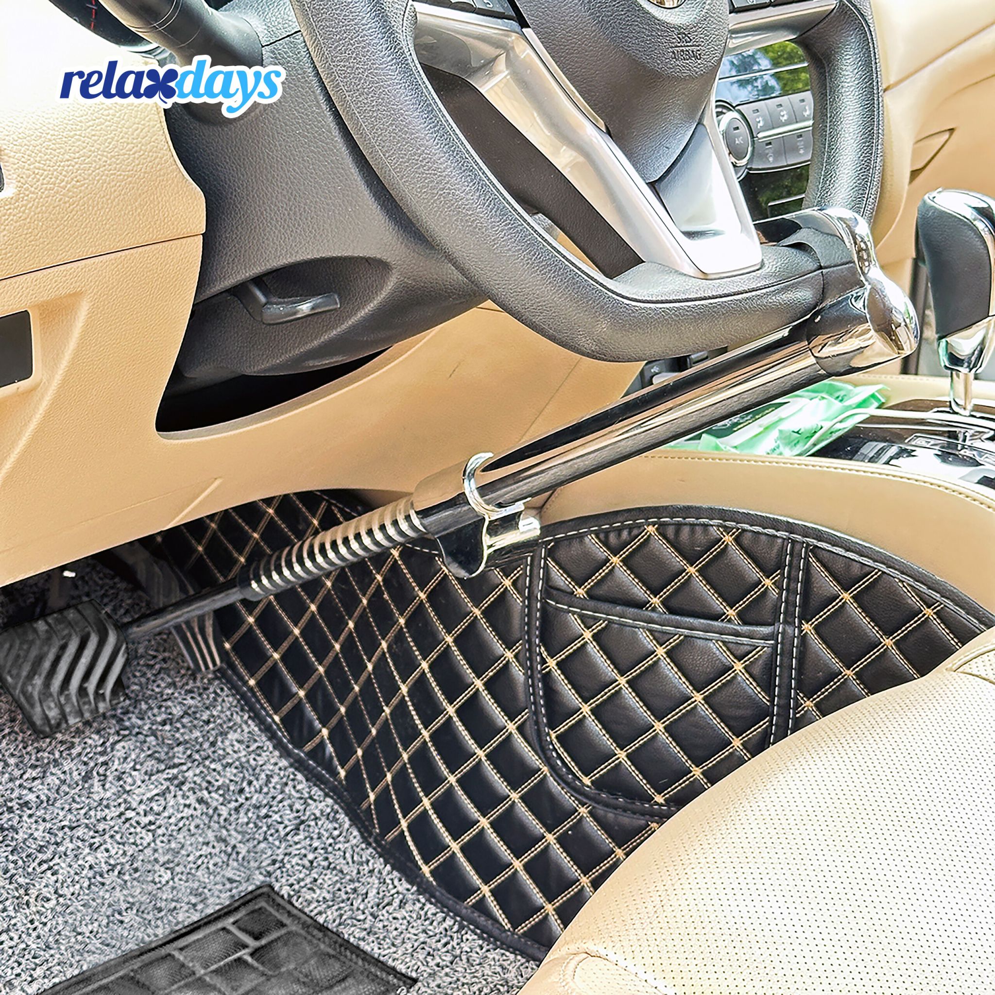 Universal Lenkradschloss für Autos Schwarz-Silber von Relaxdays