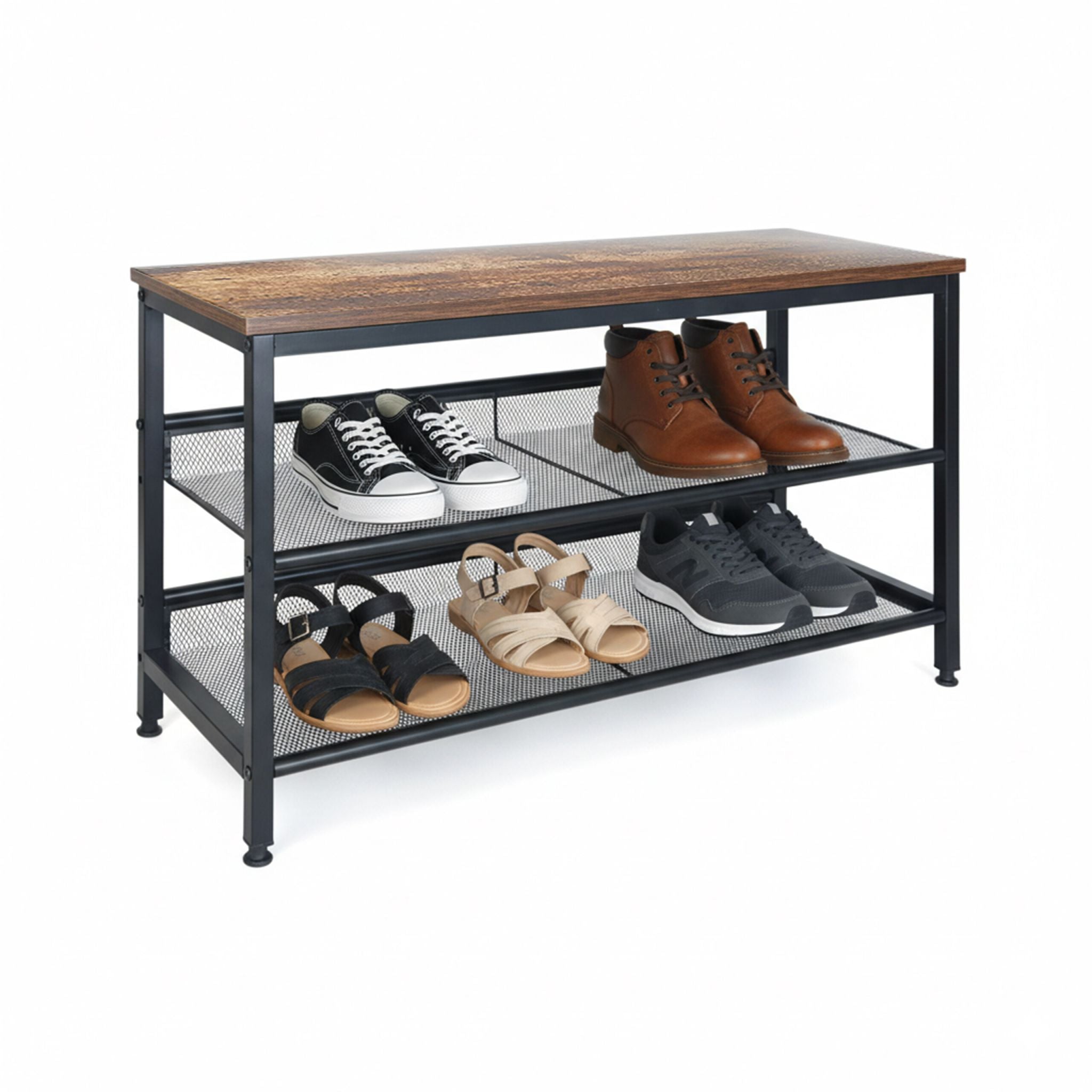 Schuhregal Industrial Style Braun-Schwarz von Relaxdays