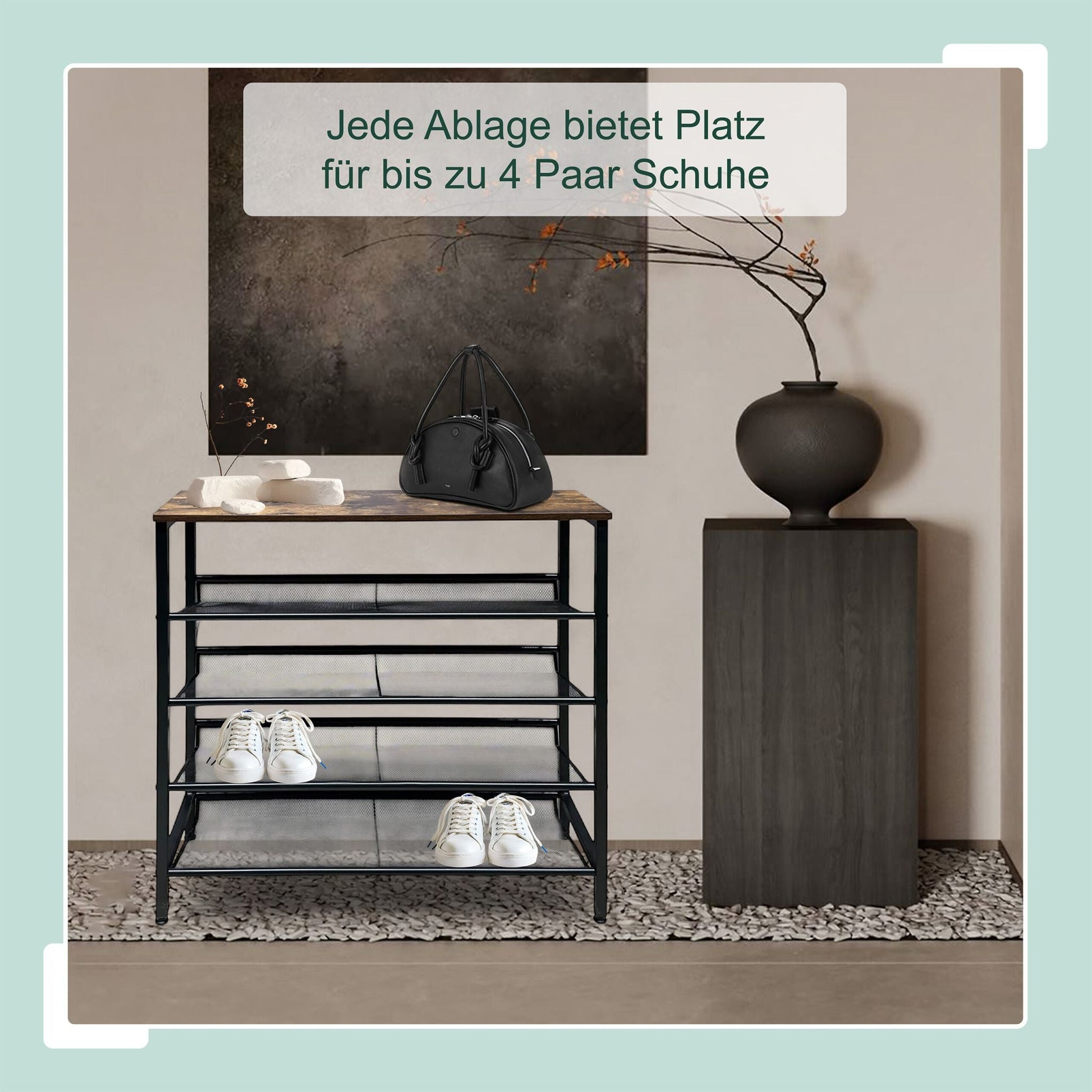Schuhregal Industrial Style Braun-Schwarz von Relaxdays